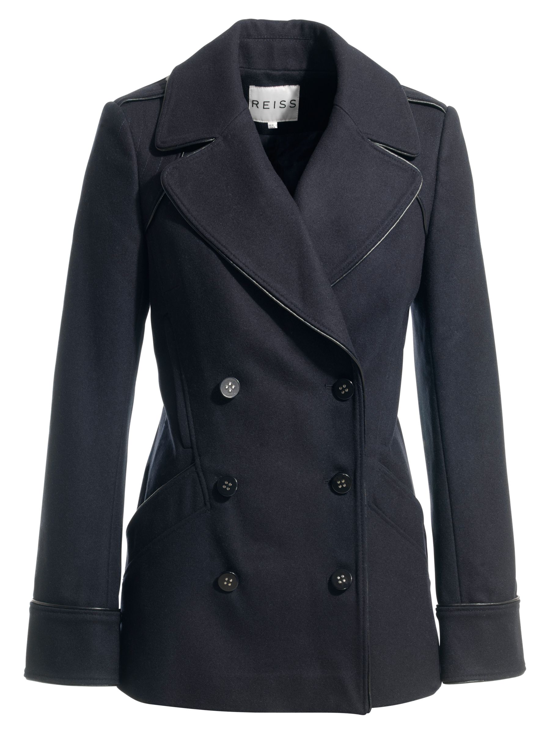 Reiss Tally Piping Detail Jacket, Navy/Black at John Lewis