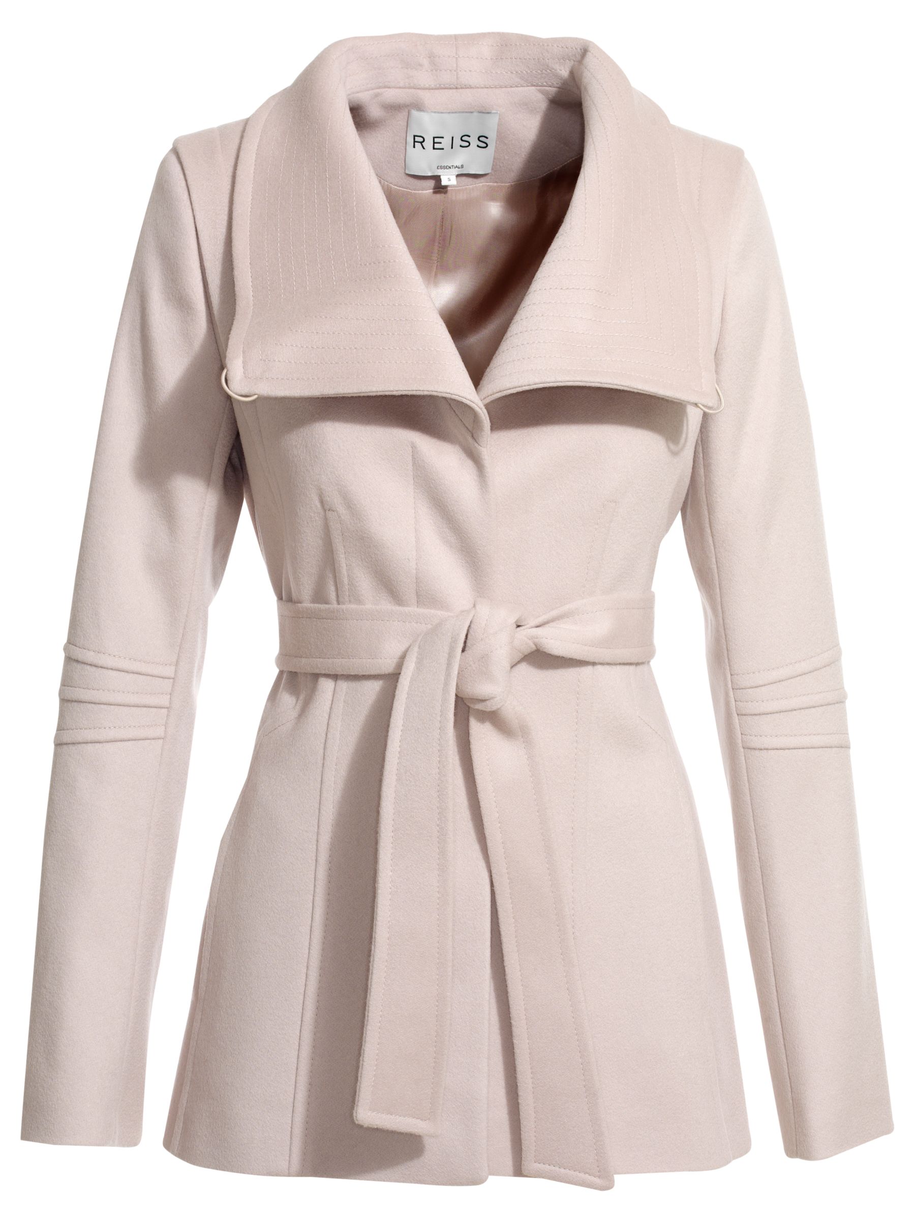 Reiss Casper Belted Wrap Collar Jacket, Blush at John Lewis