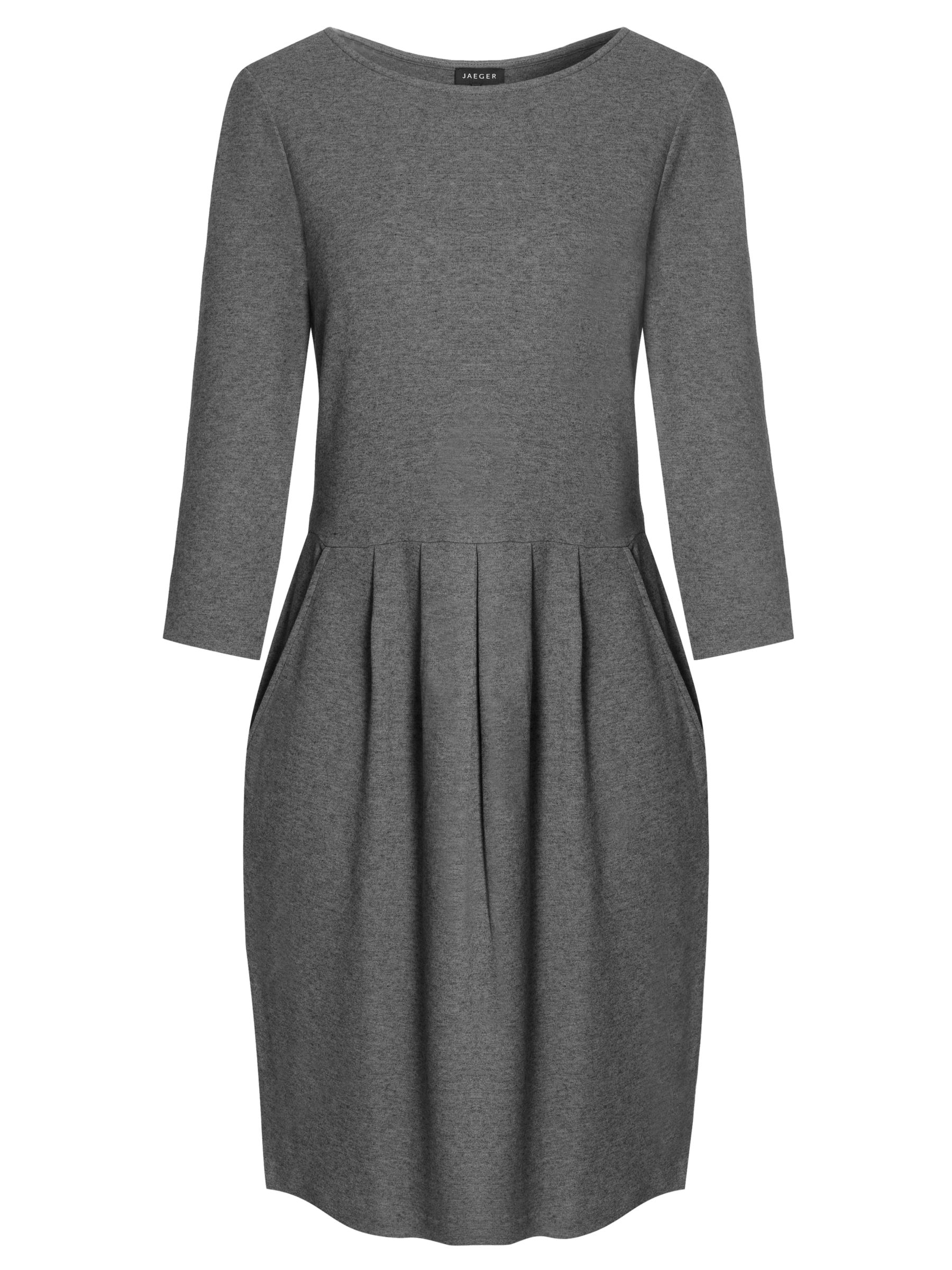 Jaeger ¾ Sleeve Jersey Dress, Charcoal at John Lewis