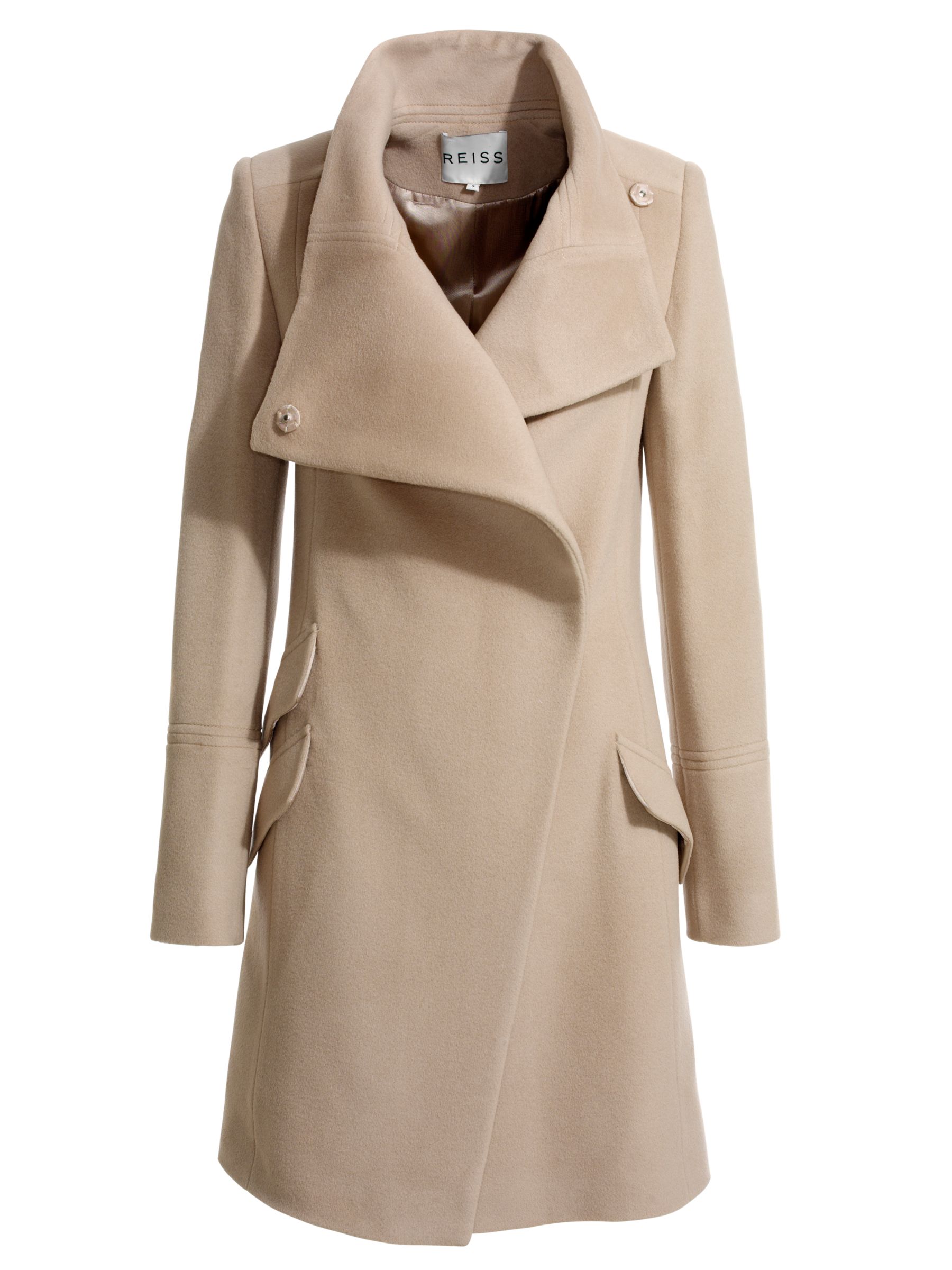 Reiss Ballet Wrap Front Coat, Fawn at John Lewis
