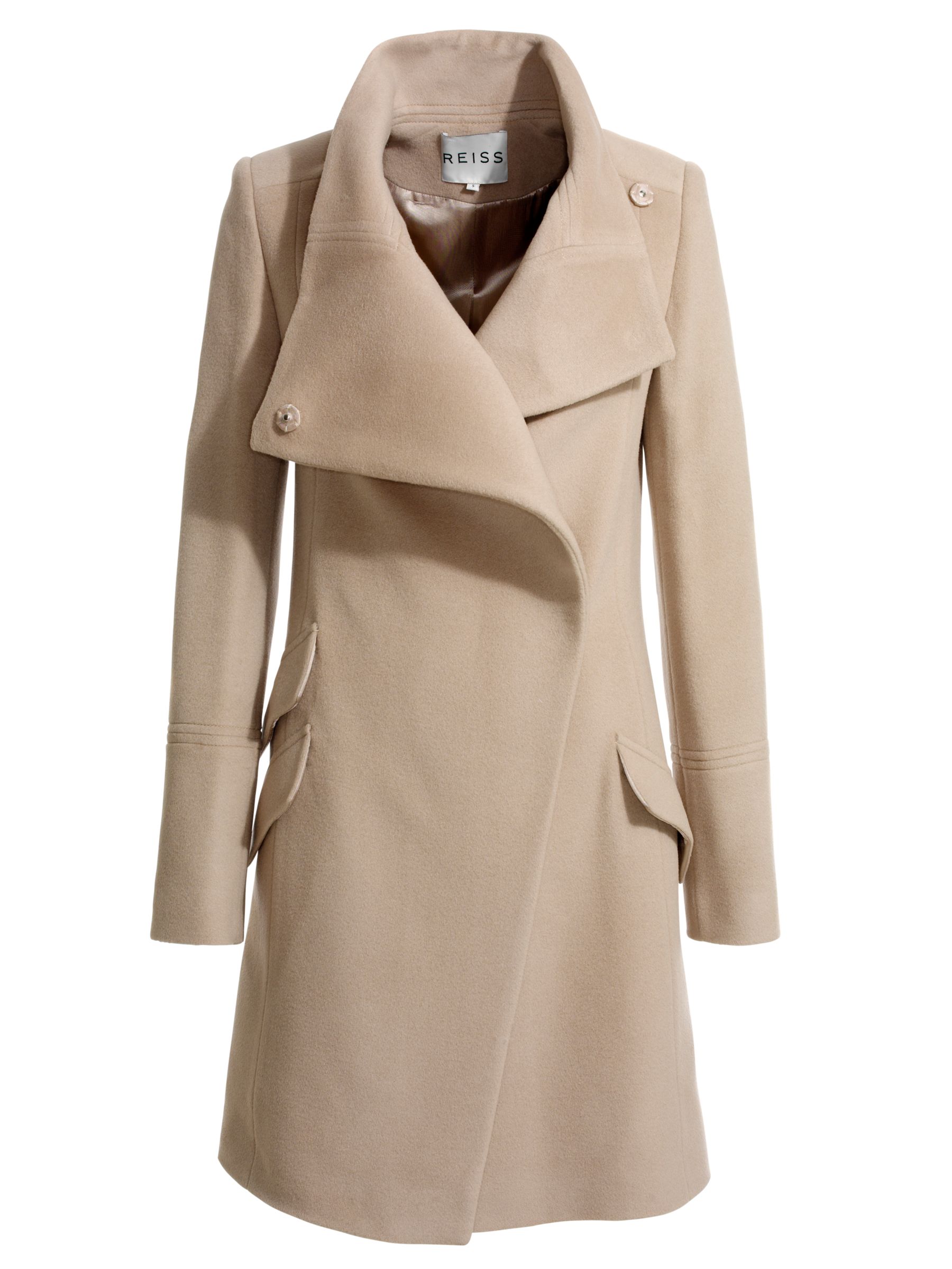 Reiss Ballet Wrap Front Coat, Fawn at John Lewis