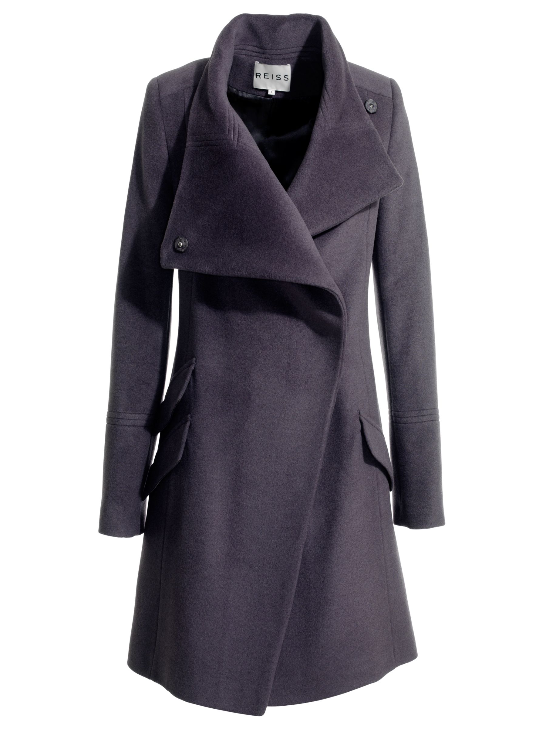 Reiss Ballet Wrap Front Coat, Green/White/purple at John Lewis