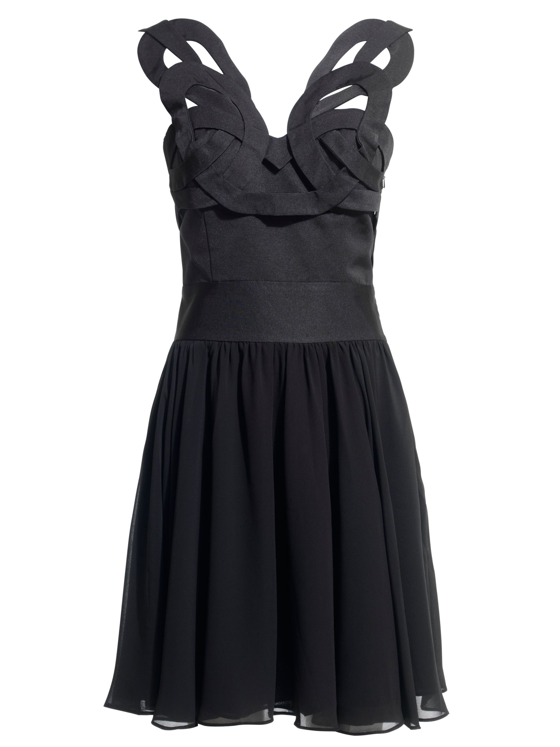 Reiss Sonia Ornamental Bodice Dress, Black at John Lewis