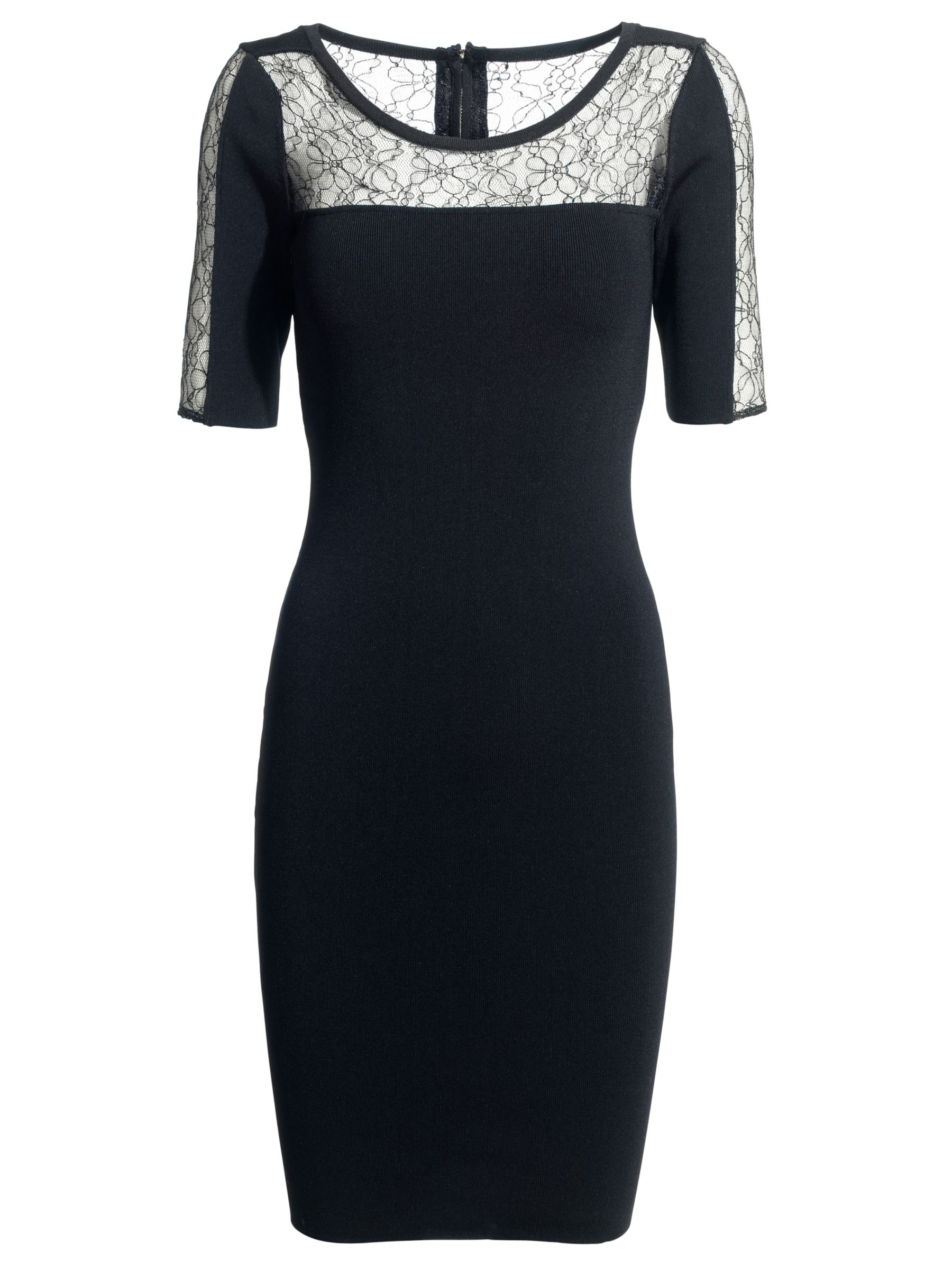 Reiss Harriet Lace Back Knit Dress, Black at John Lewis