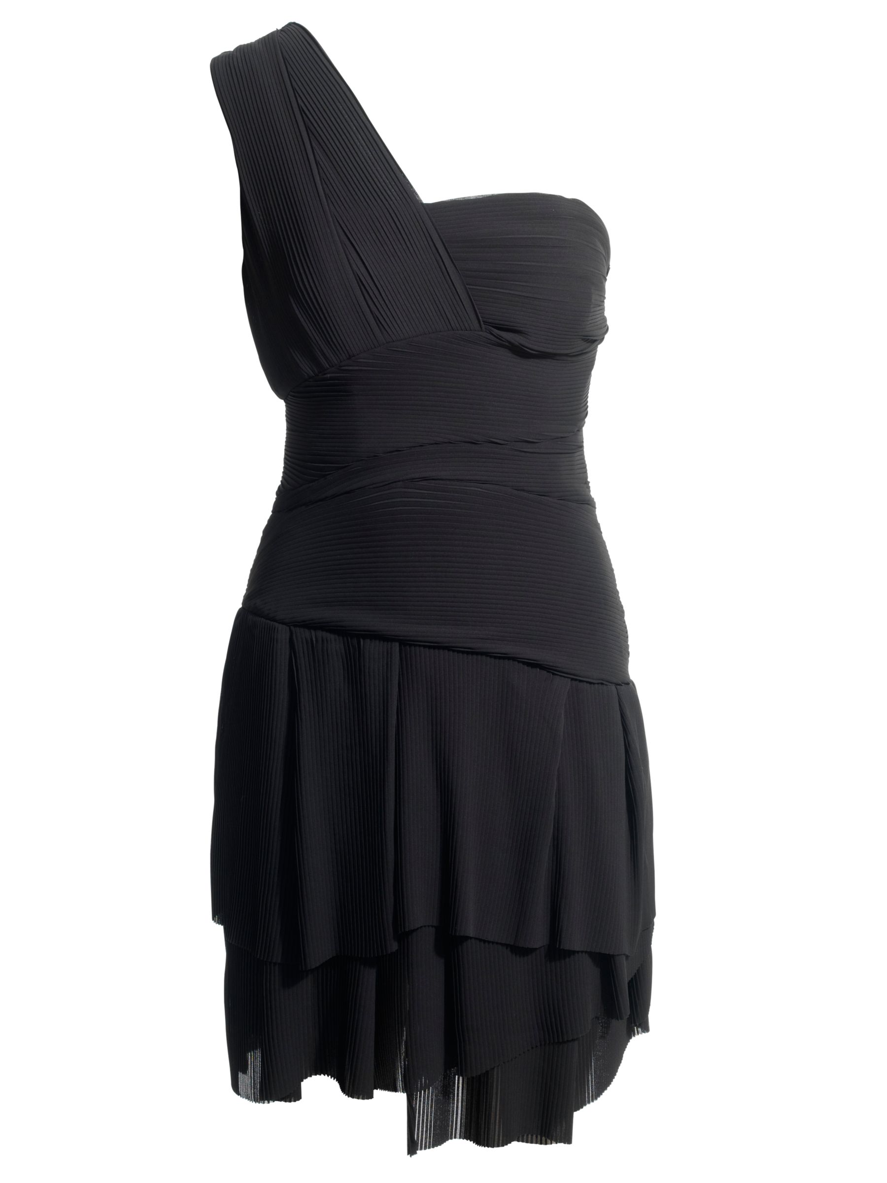Reiss Dacey Pleated Frill Dress, Black at John Lewis