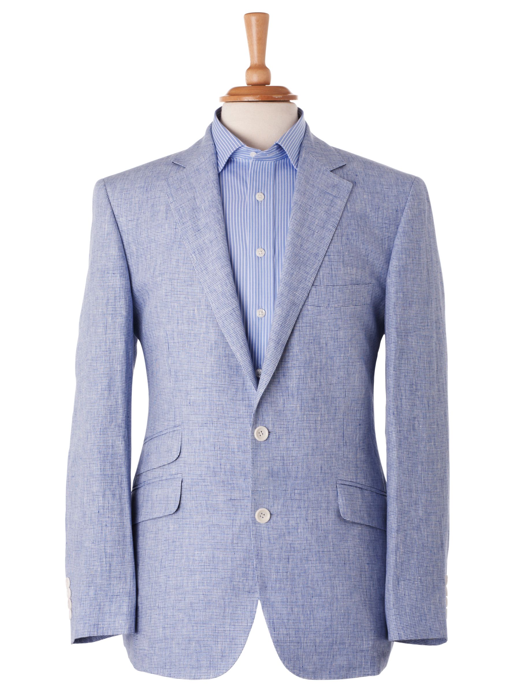 Chester by Chester Barrie Puppytooth Linen Suit Jacket, Blue at John Lewis
