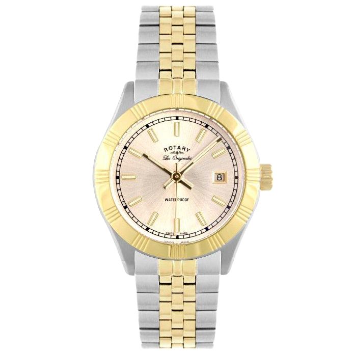 Rotary LB90101/03 Women's Les Originales Round Dial Two Tone Stainless Steel Bracelet Watch at John Lewis