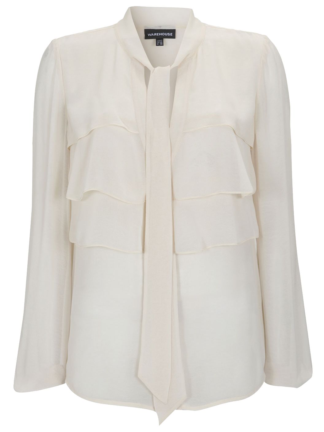 Warehouse Tiered Ruffle Blouse, Cream