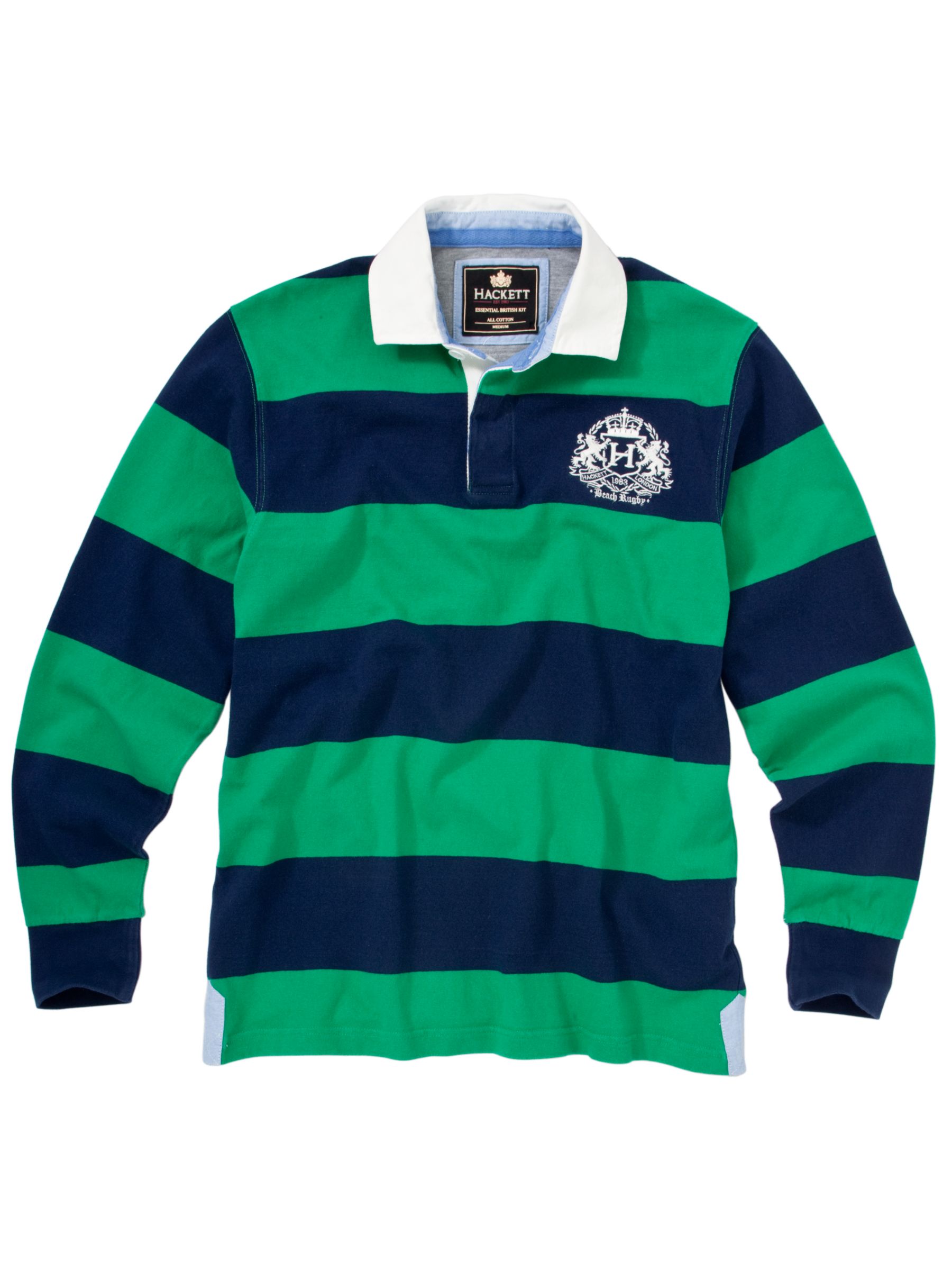 Hackett London Oxford Trim Rugby Shirt, Navy/Green