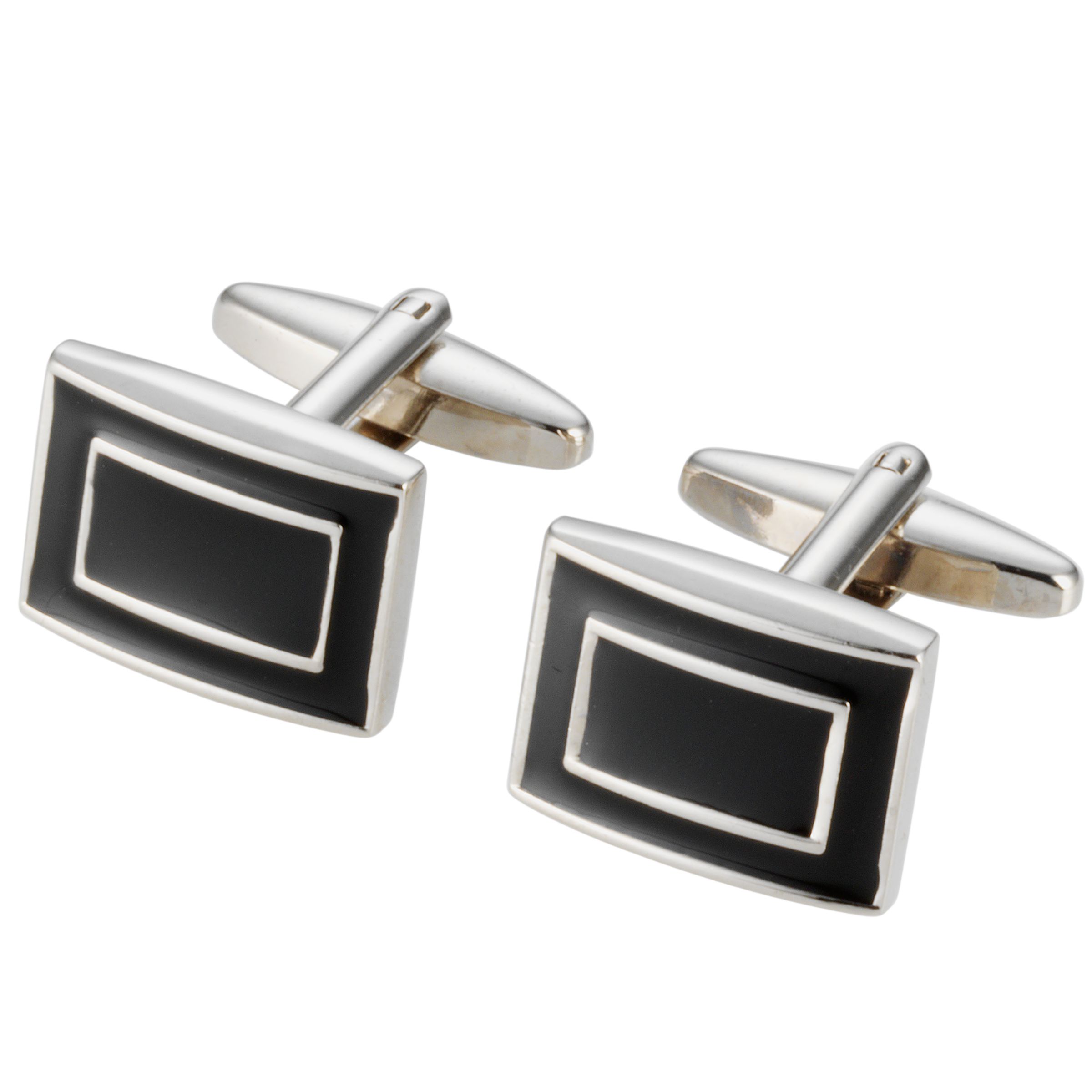 Rectangle Cufflinks, Black/Metallic