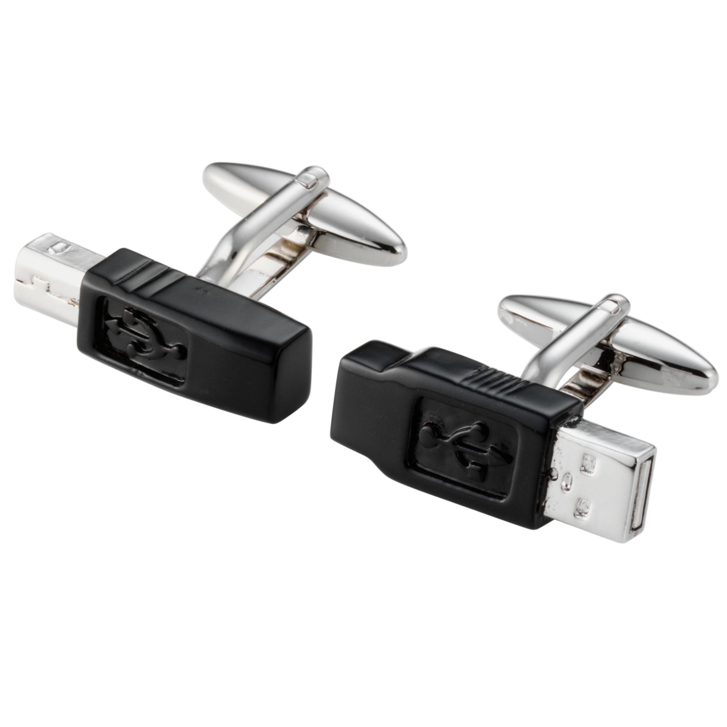 John Lewis Men Memory Stick Cufflinks, Black