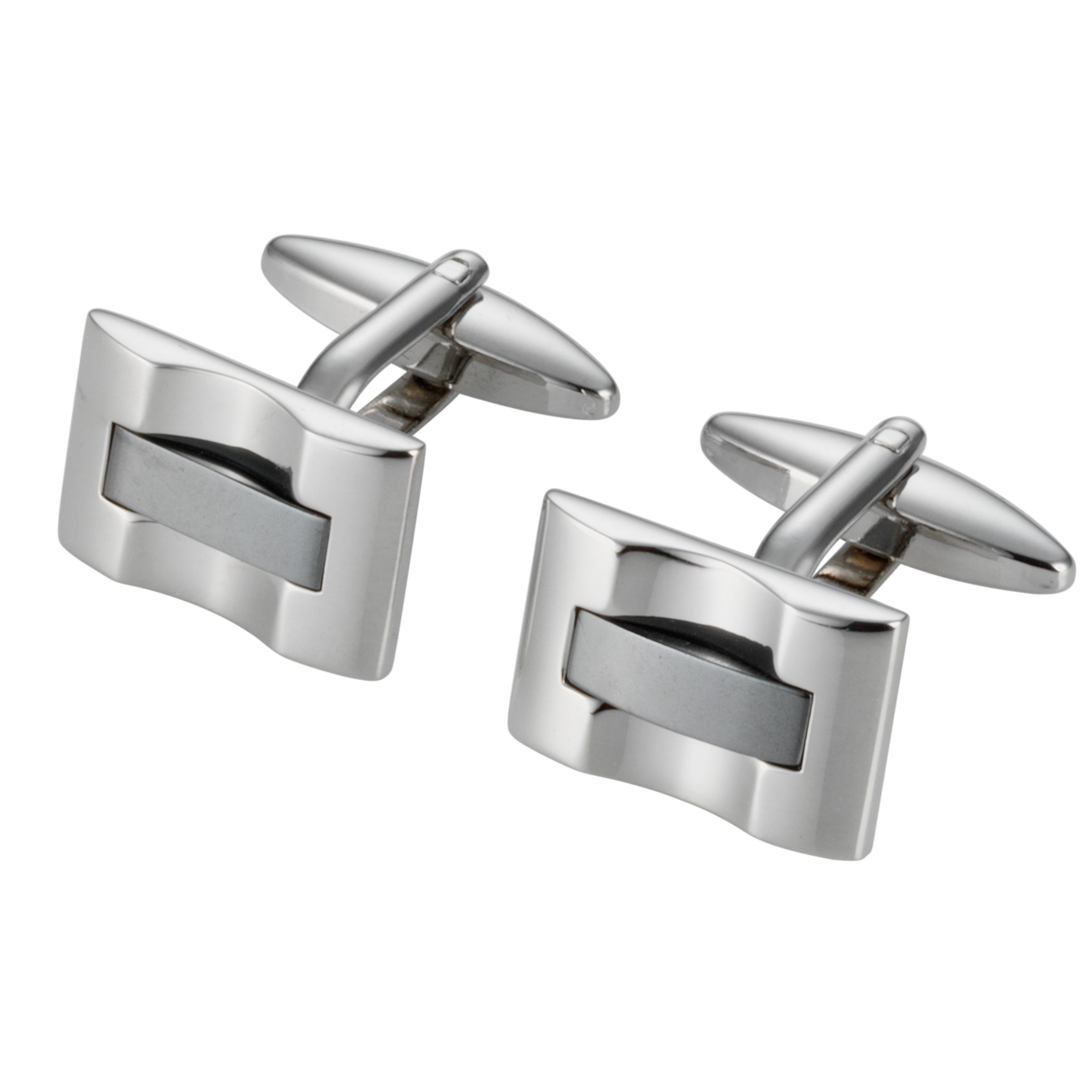 Haematite Wave Cufflinks, Metallics