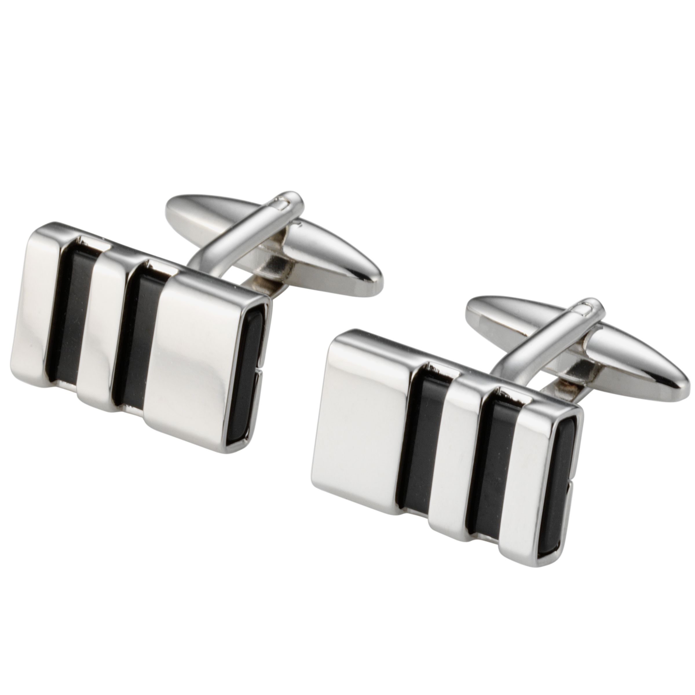 John Lewis Men Oblong Stripe Cufflinks,