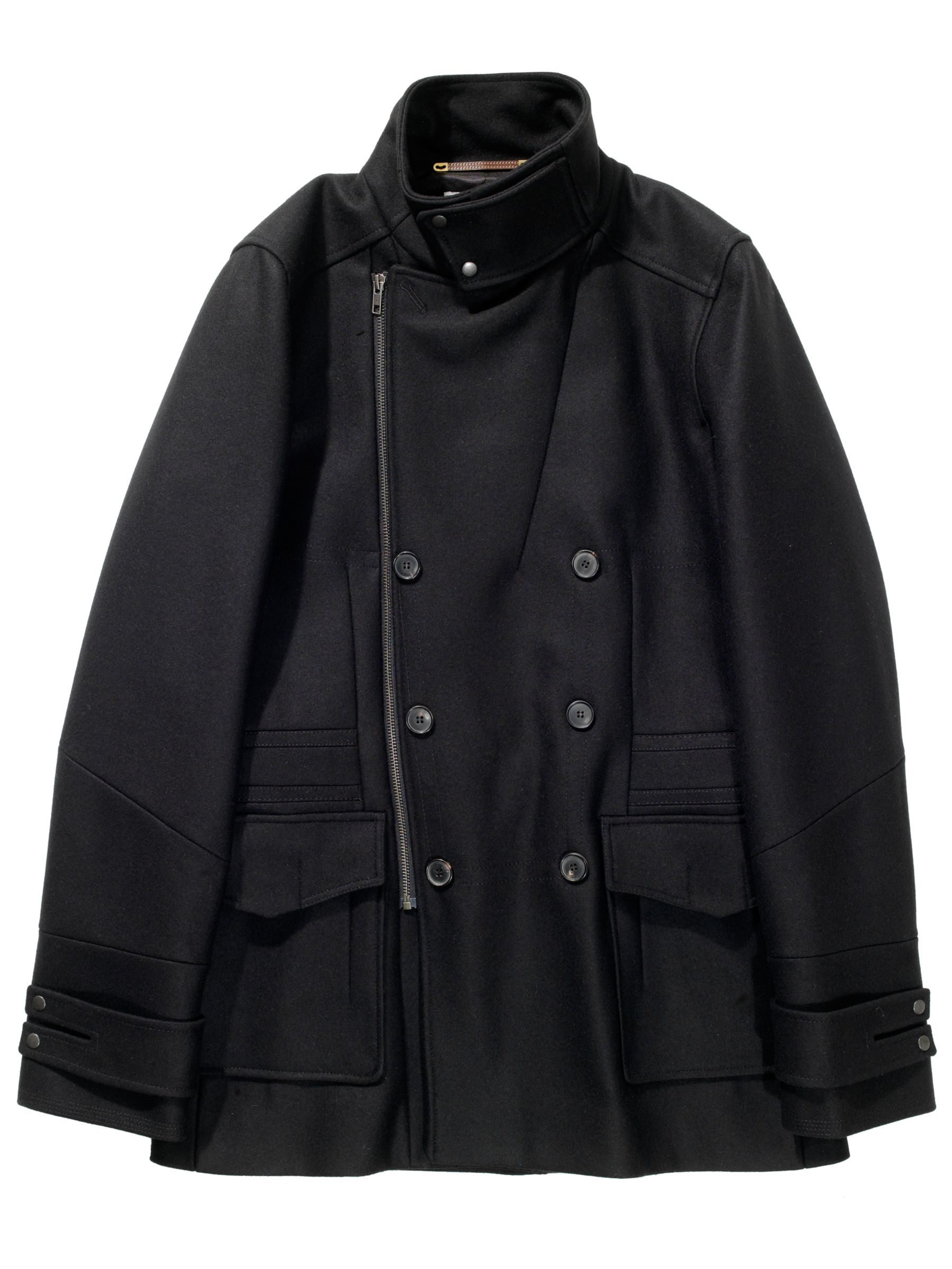 Reiss Worlington Double Breasted Wool Coat, Black at John Lewis