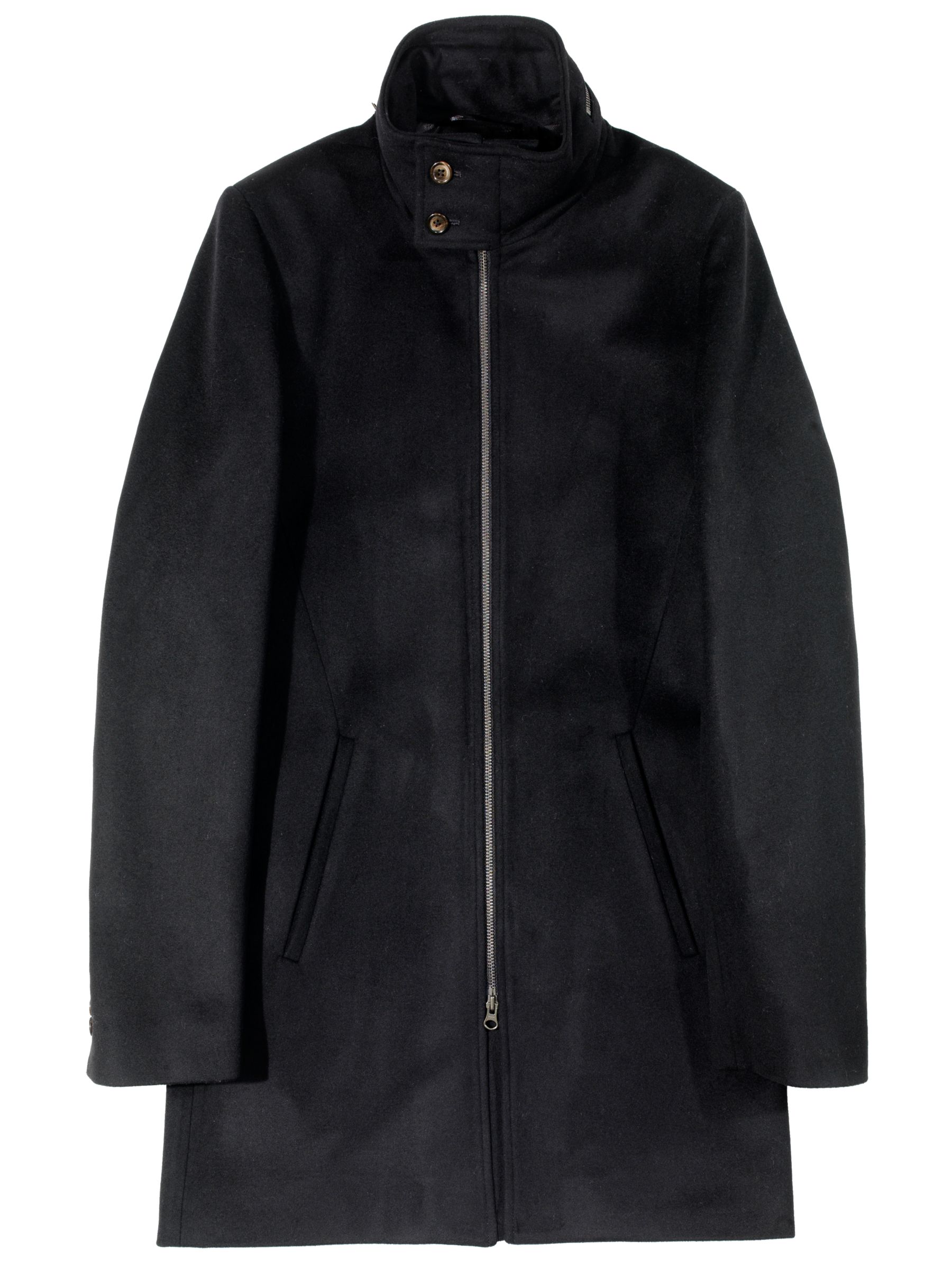 Reiss Vulture Zip Through Wool Coat, Black at John Lewis