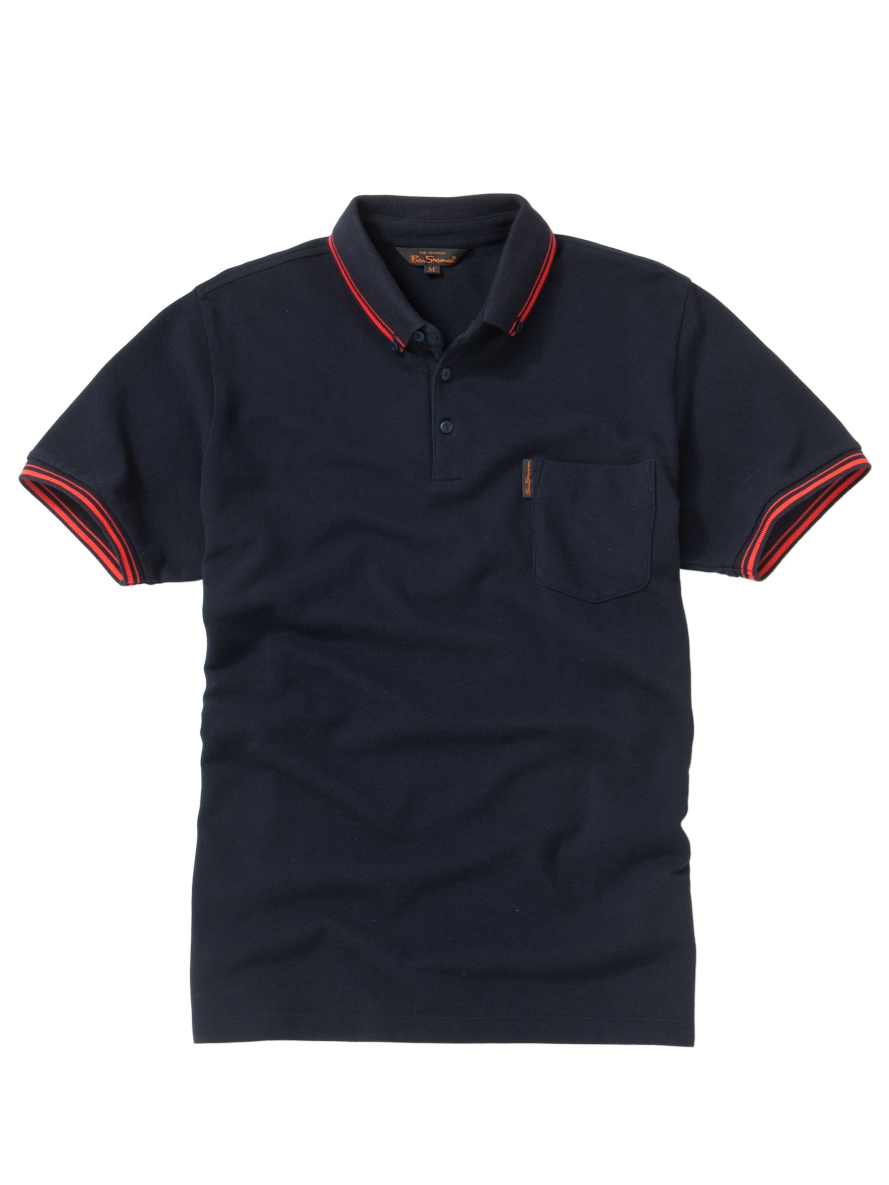 Ben Sherman Button Collar Tipped Polo Shirt, Navy