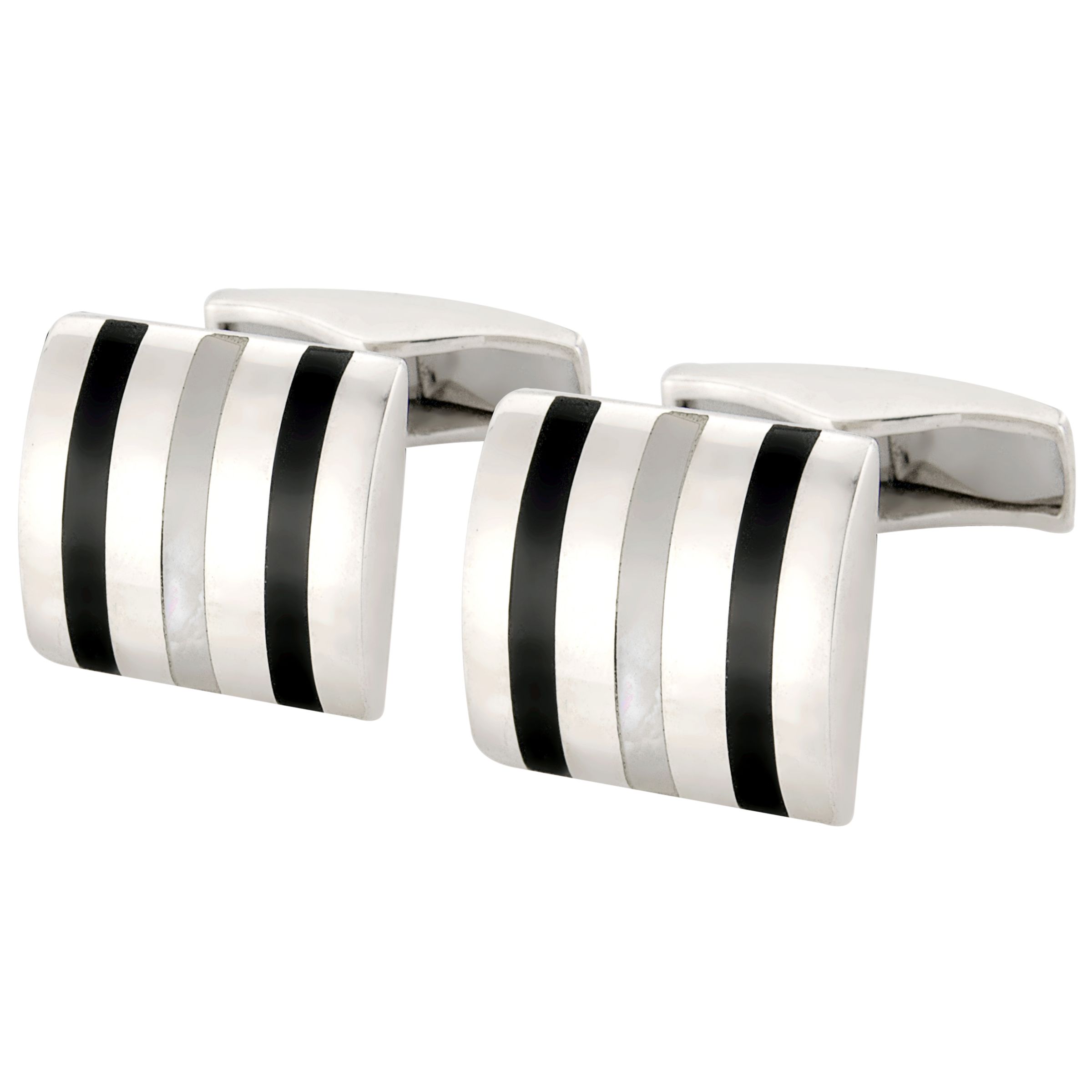 So Jewellery Mop Stripe Band Cufflinks, Black