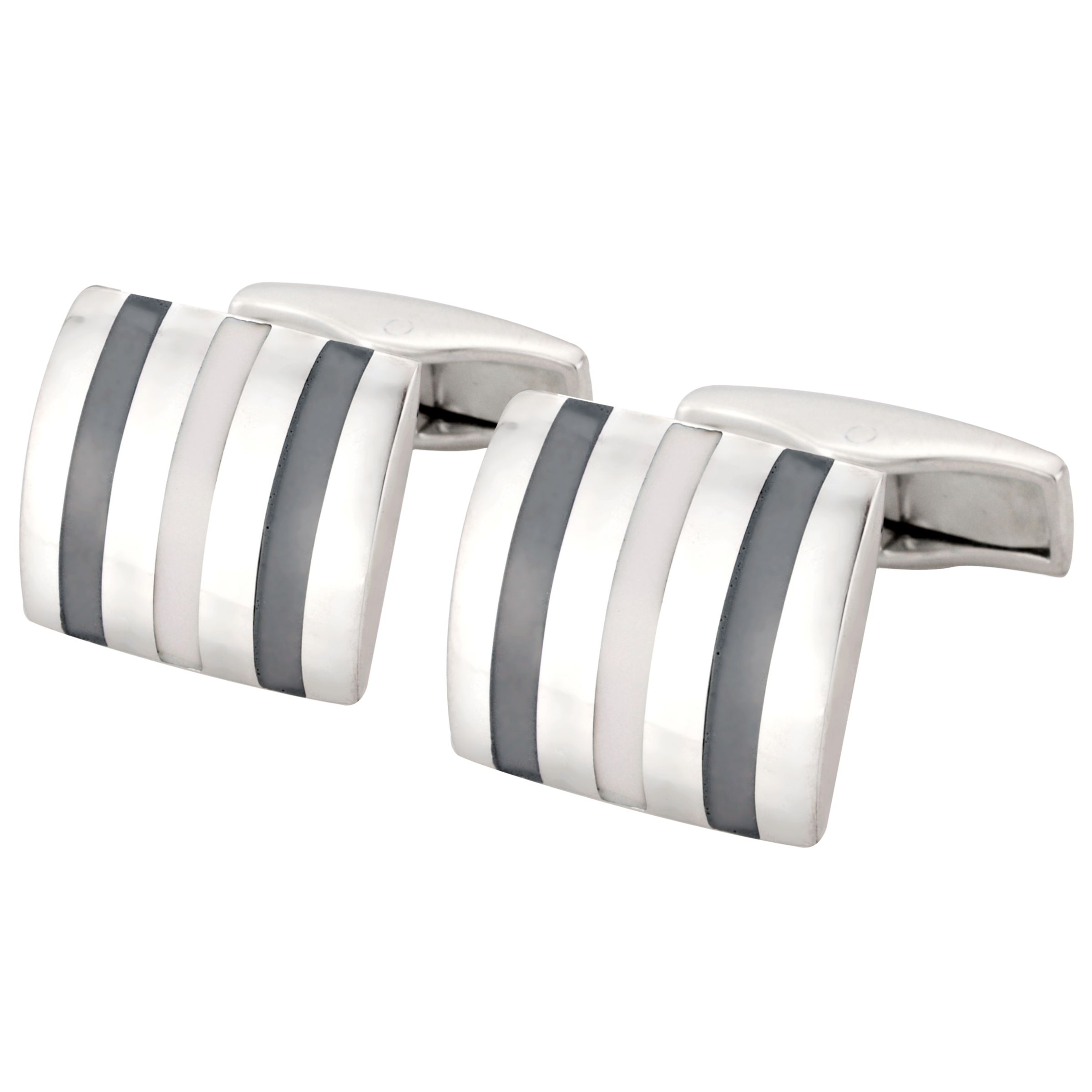 So Jewellery Mop Stripe Band Cufflinks, Grey