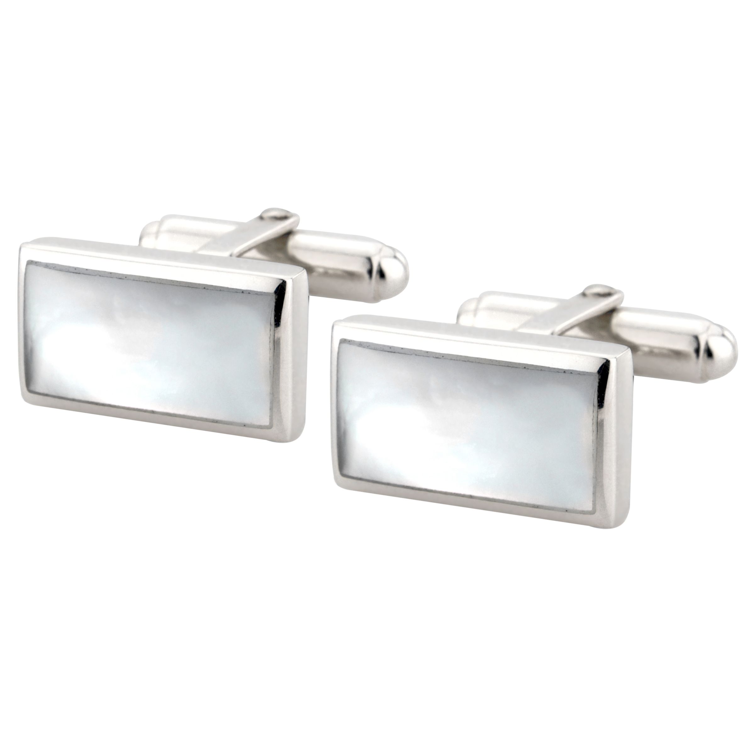 So Jewellery Mop Rectangle Cufflinks, White