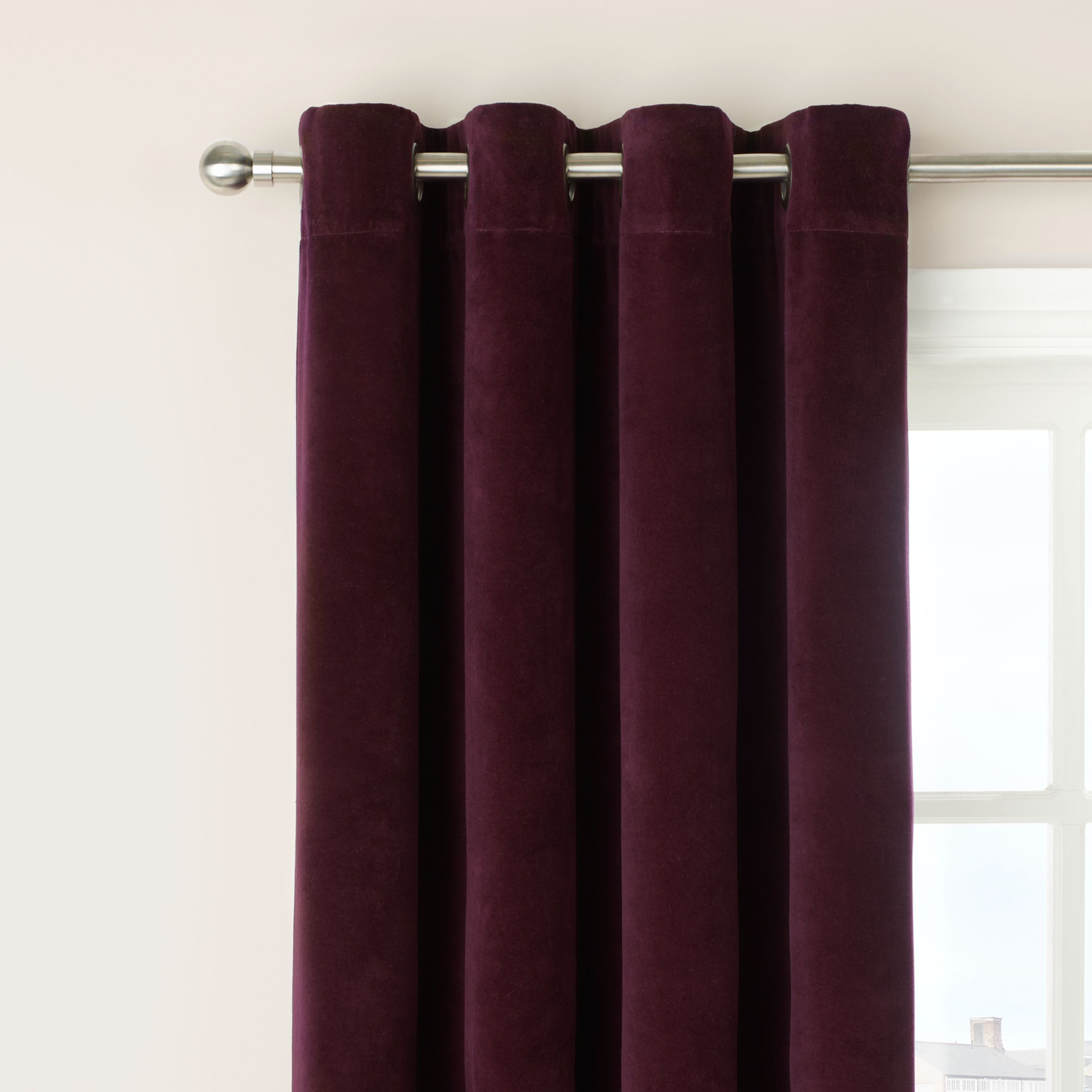 John Lewis Velvet Eyelet Curtains, Cassis, W150