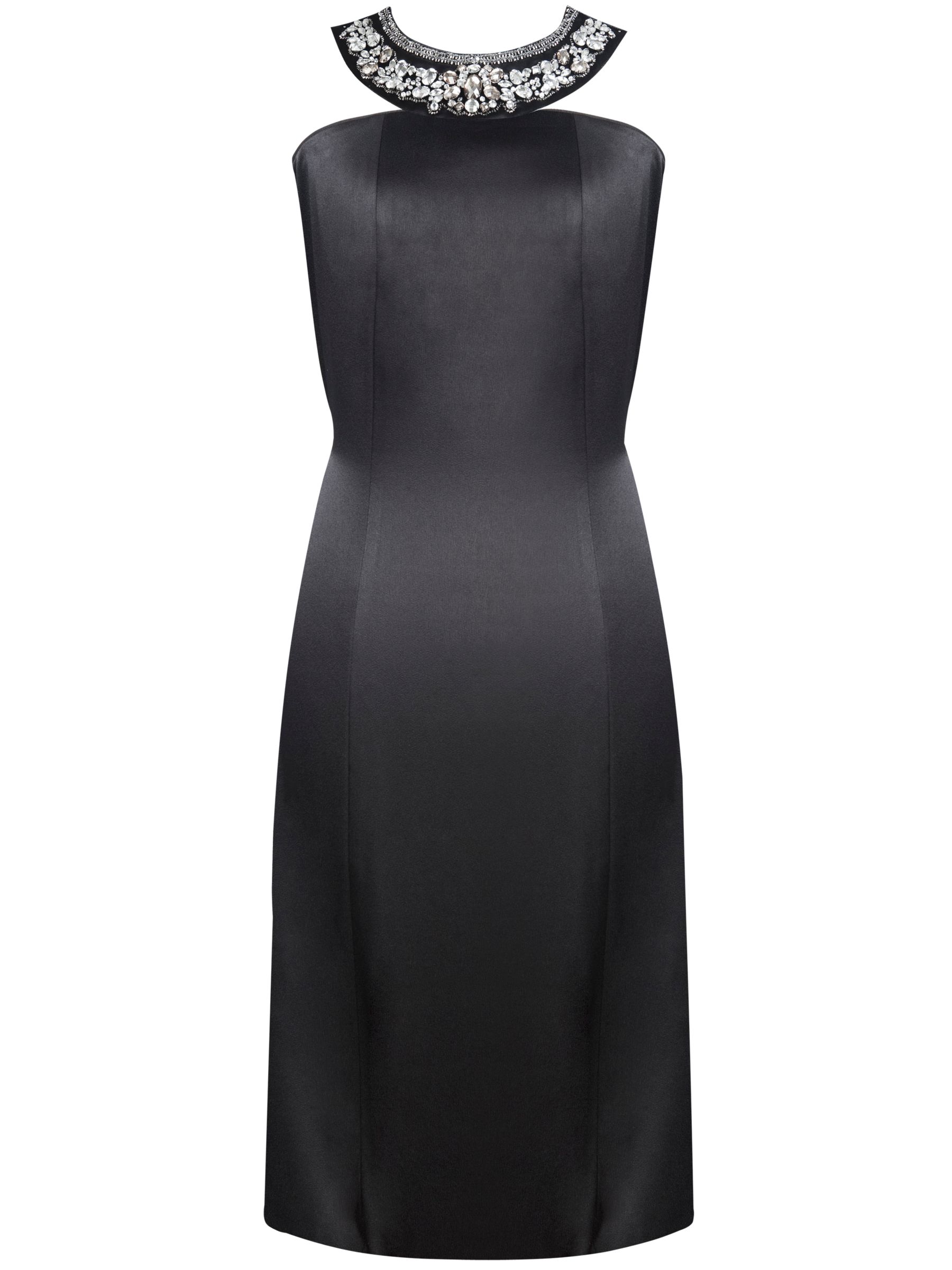 Jesiré Satin Strapless Cocktail Dress with Bib Collar Necklace, Black at John Lewis