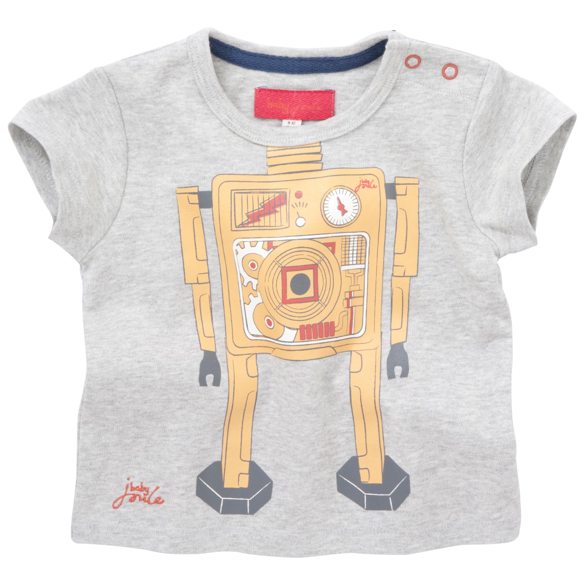 Baby Joules Arnold Robot Print T-Shirt, Grey