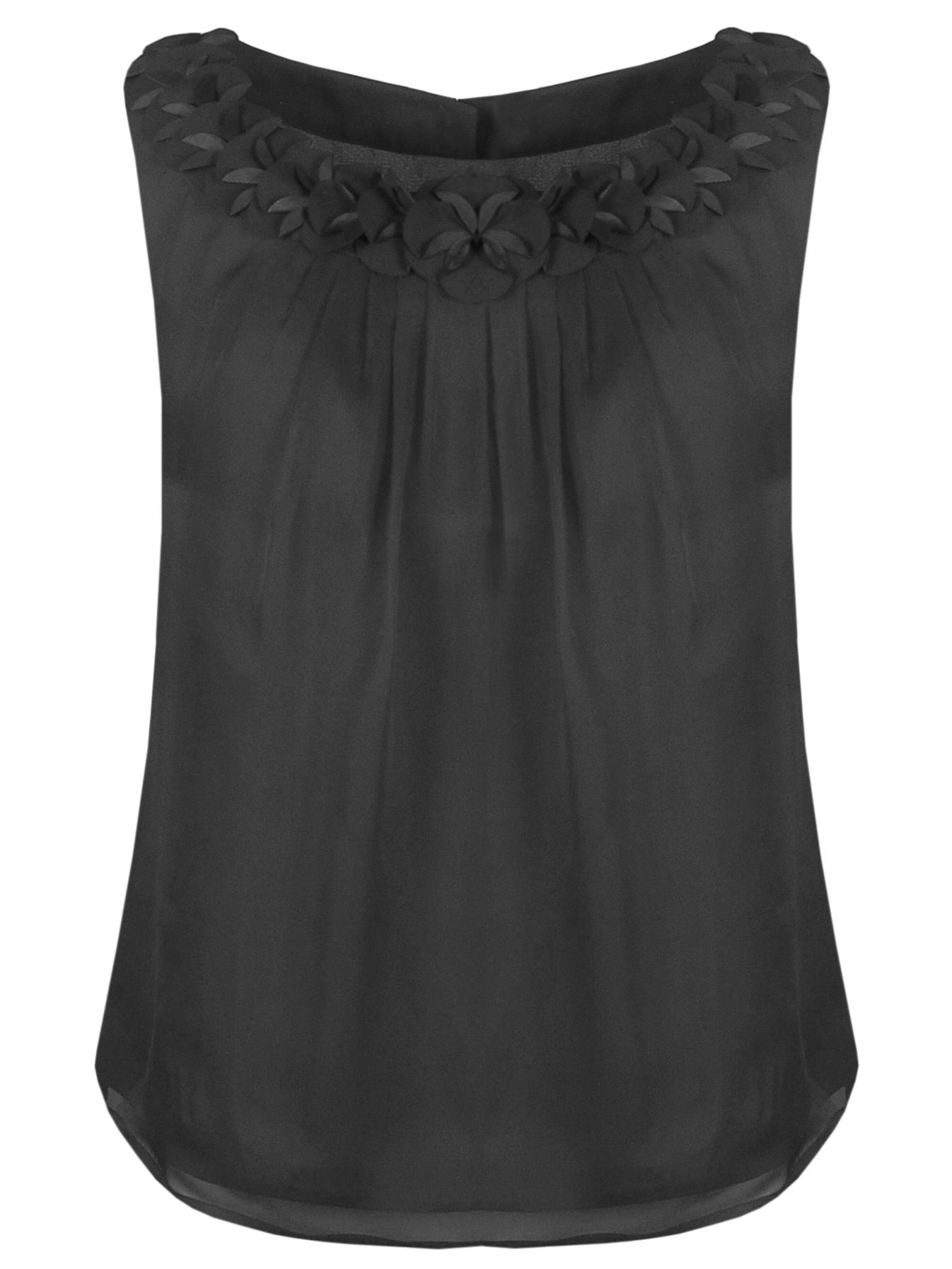 Kaliko Petal Trim Sleeveless Blouse, Black