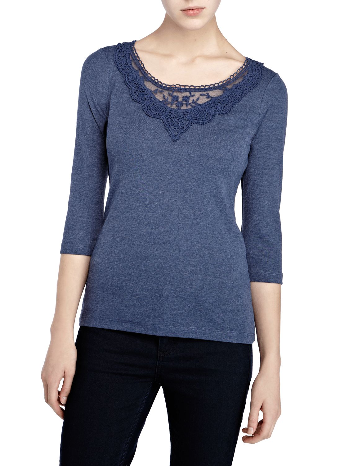 Oasis Lace Marle T-Shirt, Navy