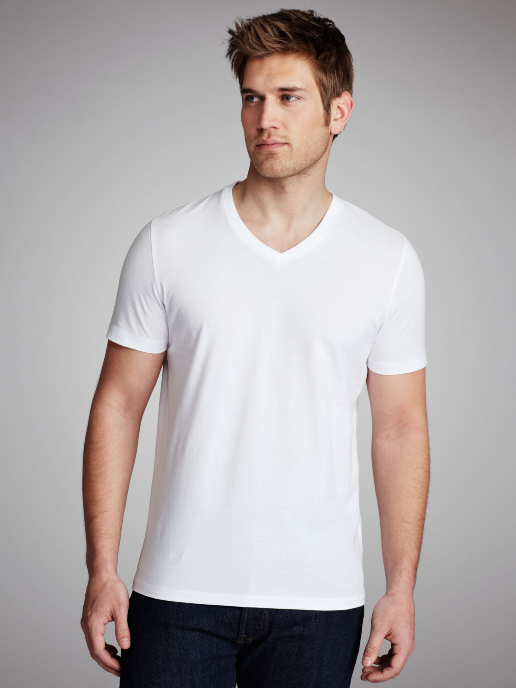 COLLECTION, John Lewis Men V-Neck T-Shirt, White