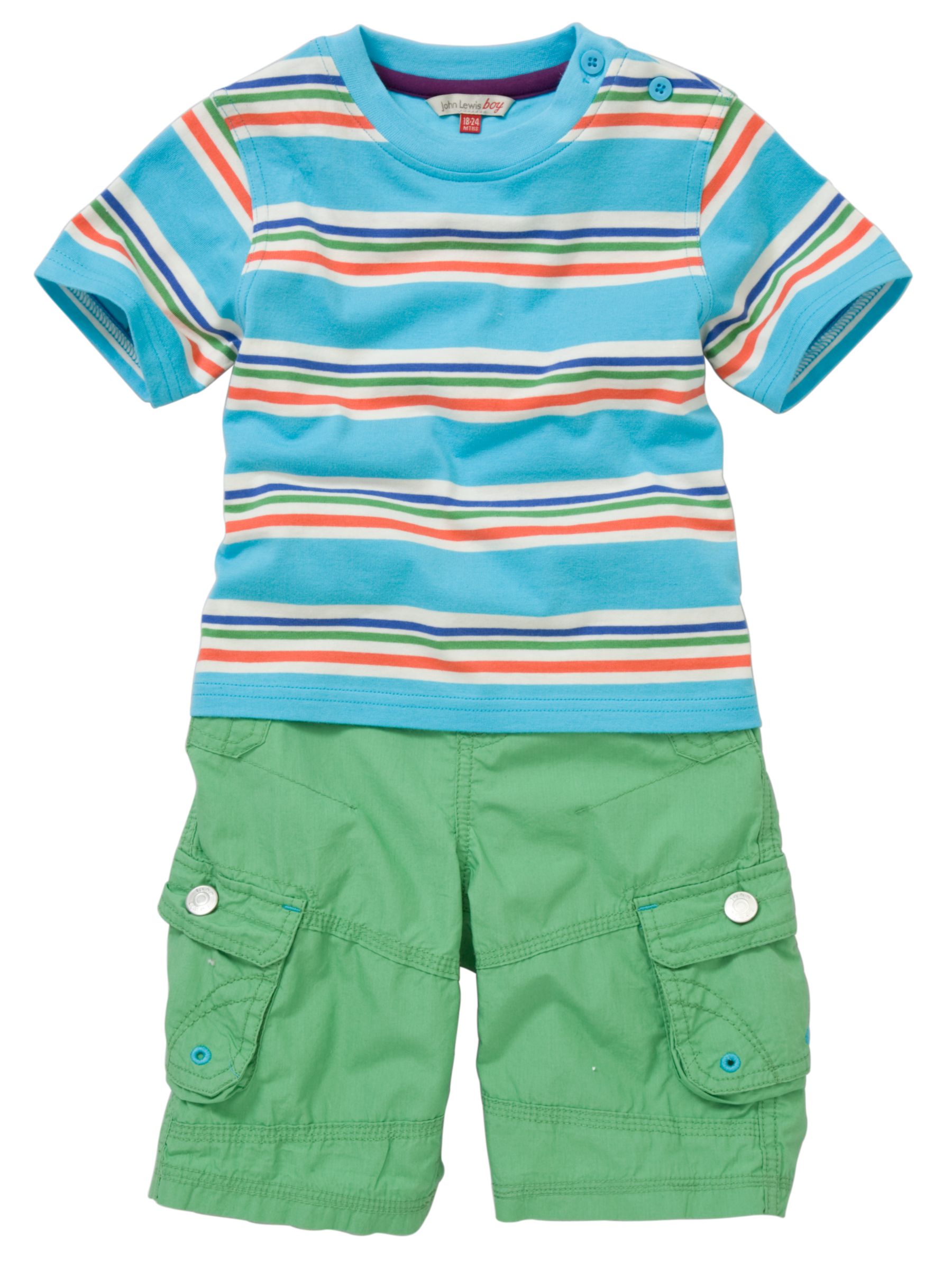 John Lewis Boy Short and T-Shirt Set, Green / Blue