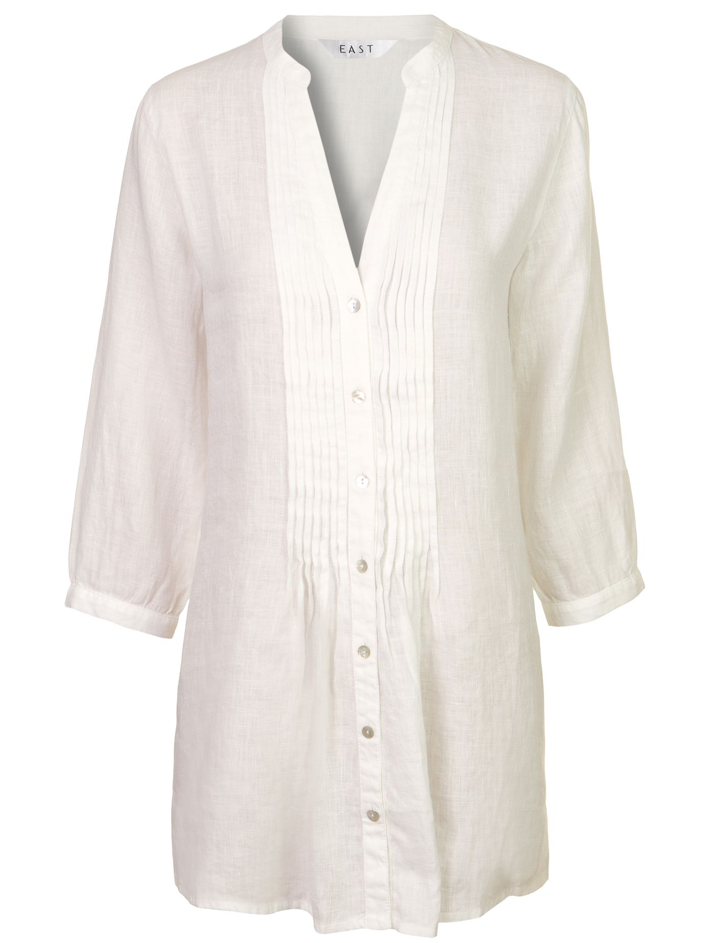 Linen Long Blouse, White