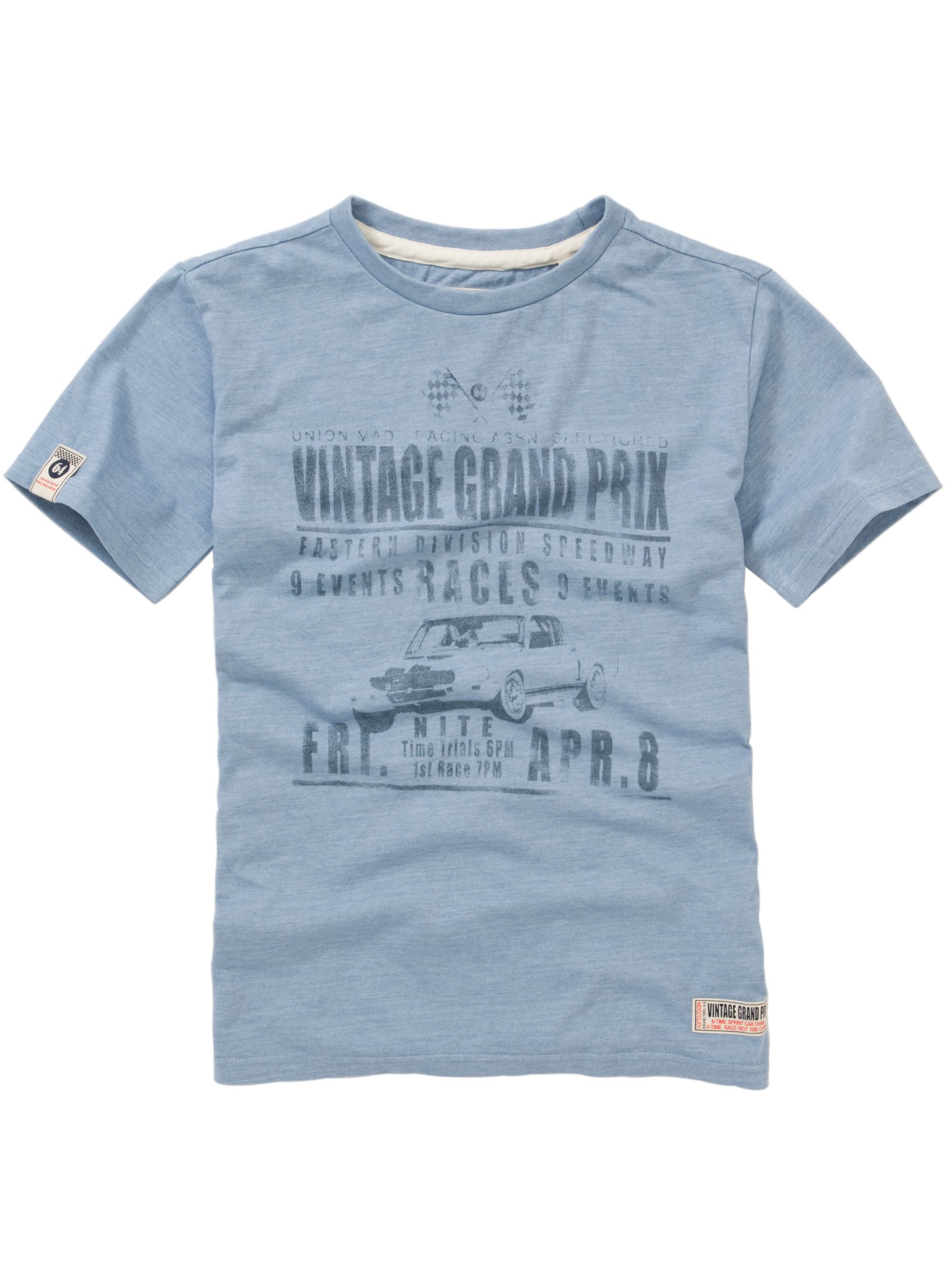 John Lewis Boy Vintage Grand Prix T-Shirt, Grey
