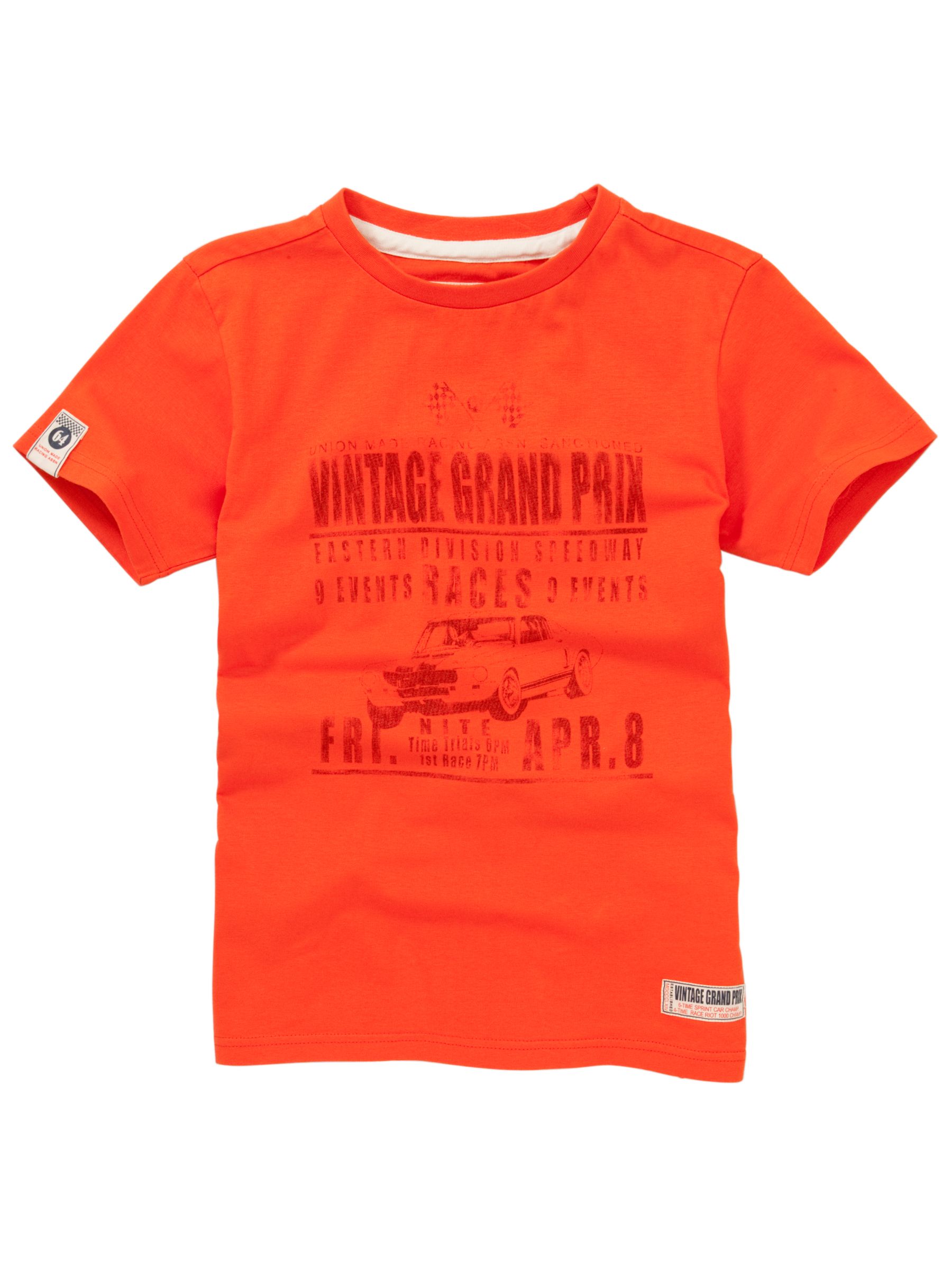 John Lewis Boy Vintage Grand Prix T-Shirt, Orange