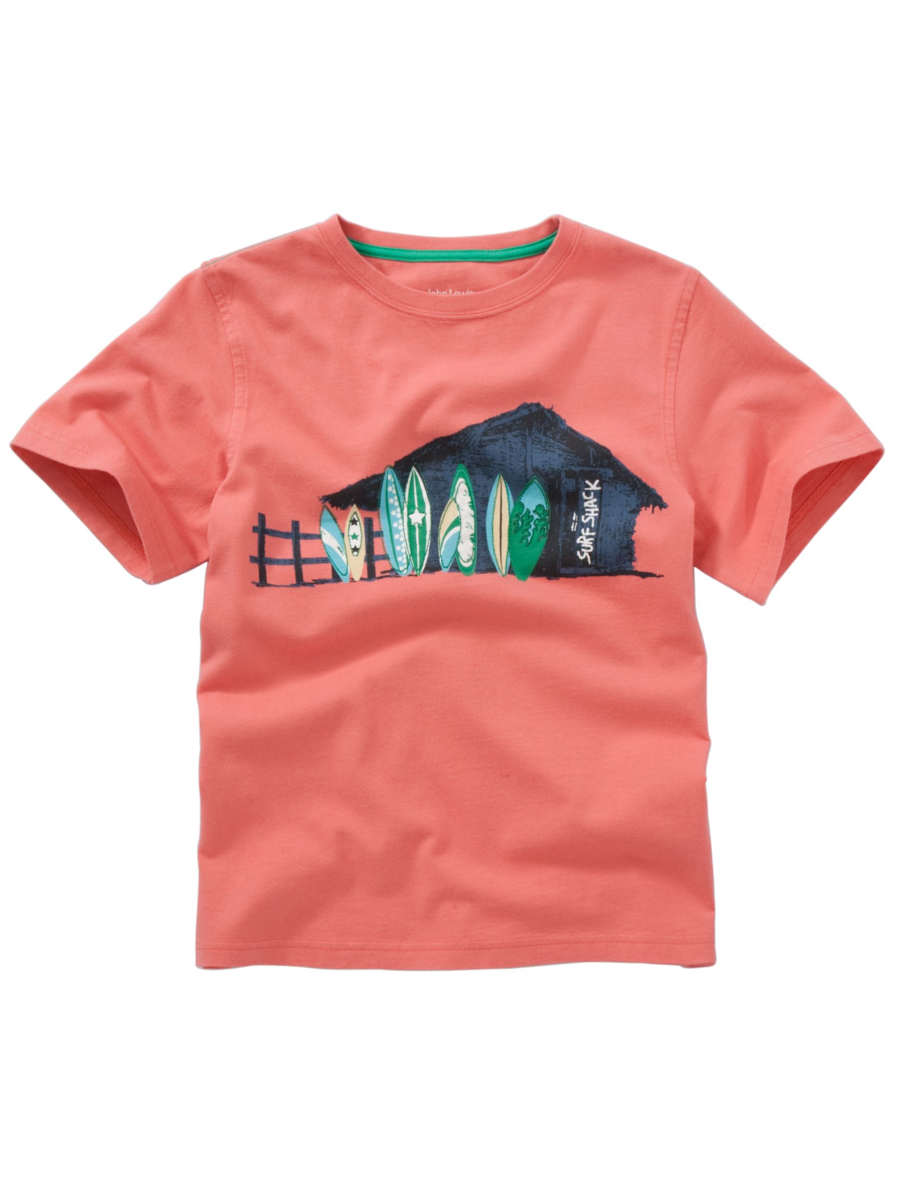 John Lewis Boy Surfboard Graphic T-Shirt, Coral