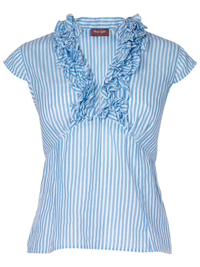 Phase Eight Dobby Stripe Blouse, Cornflower