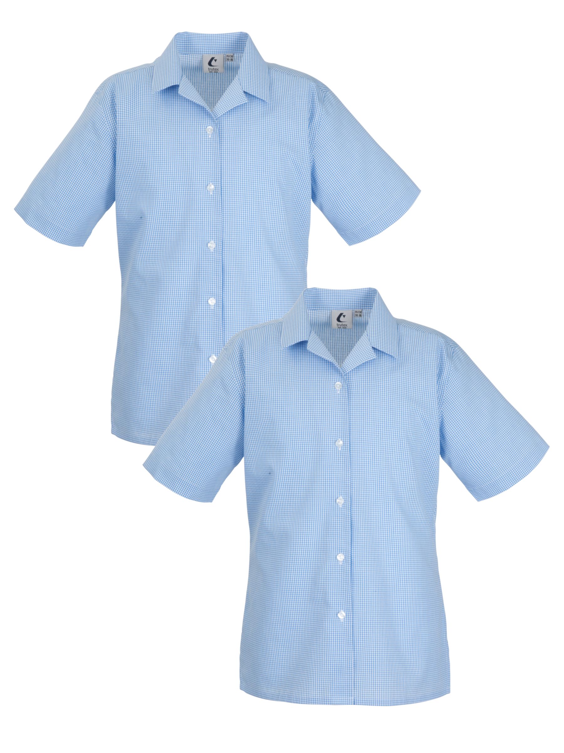 John Lewis Short Sleeve Check Blouse, Pack Of