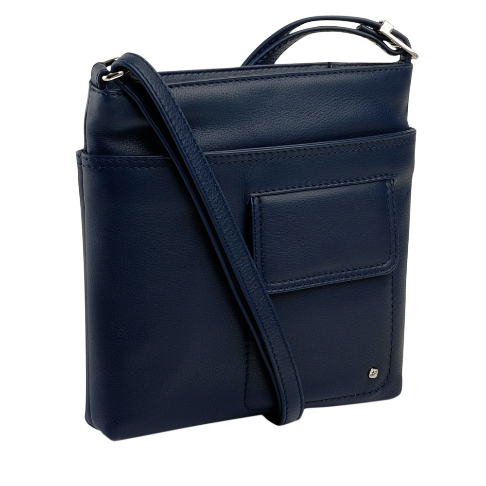 Tula Originals Nappa Medium Zip Top Across Body Handbag, Navy