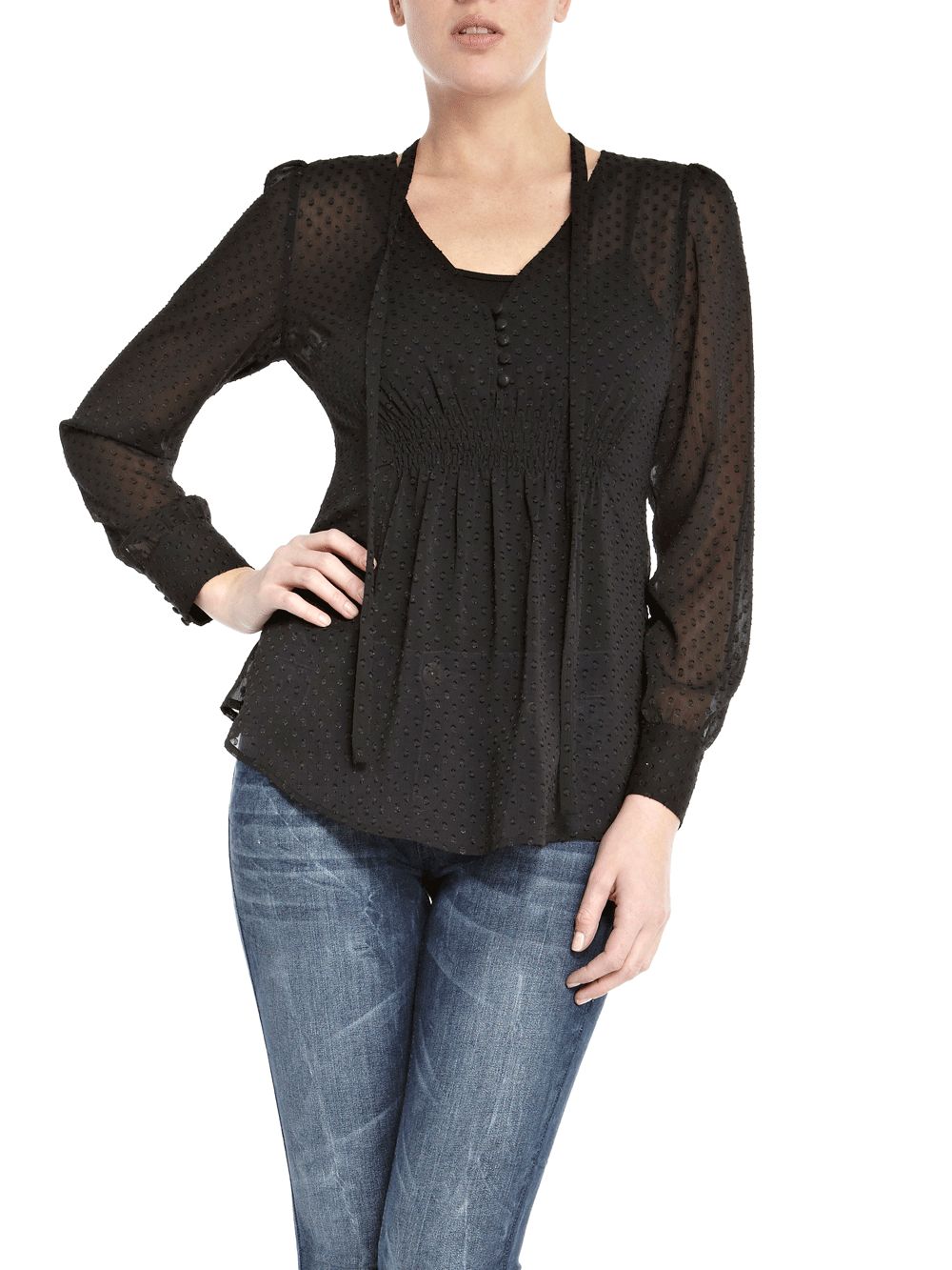 Oasis Vintage Spot Blouse, Black