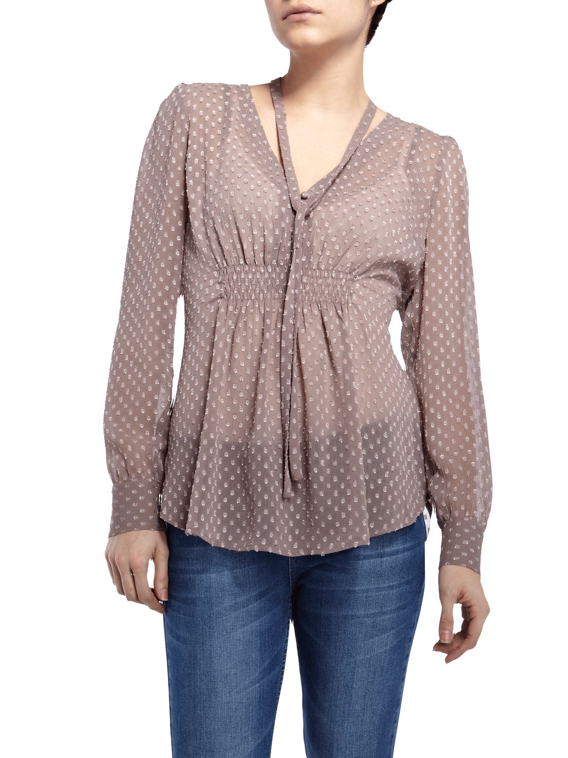 Oasis Vintage Spot Blouse, Mid Neutral