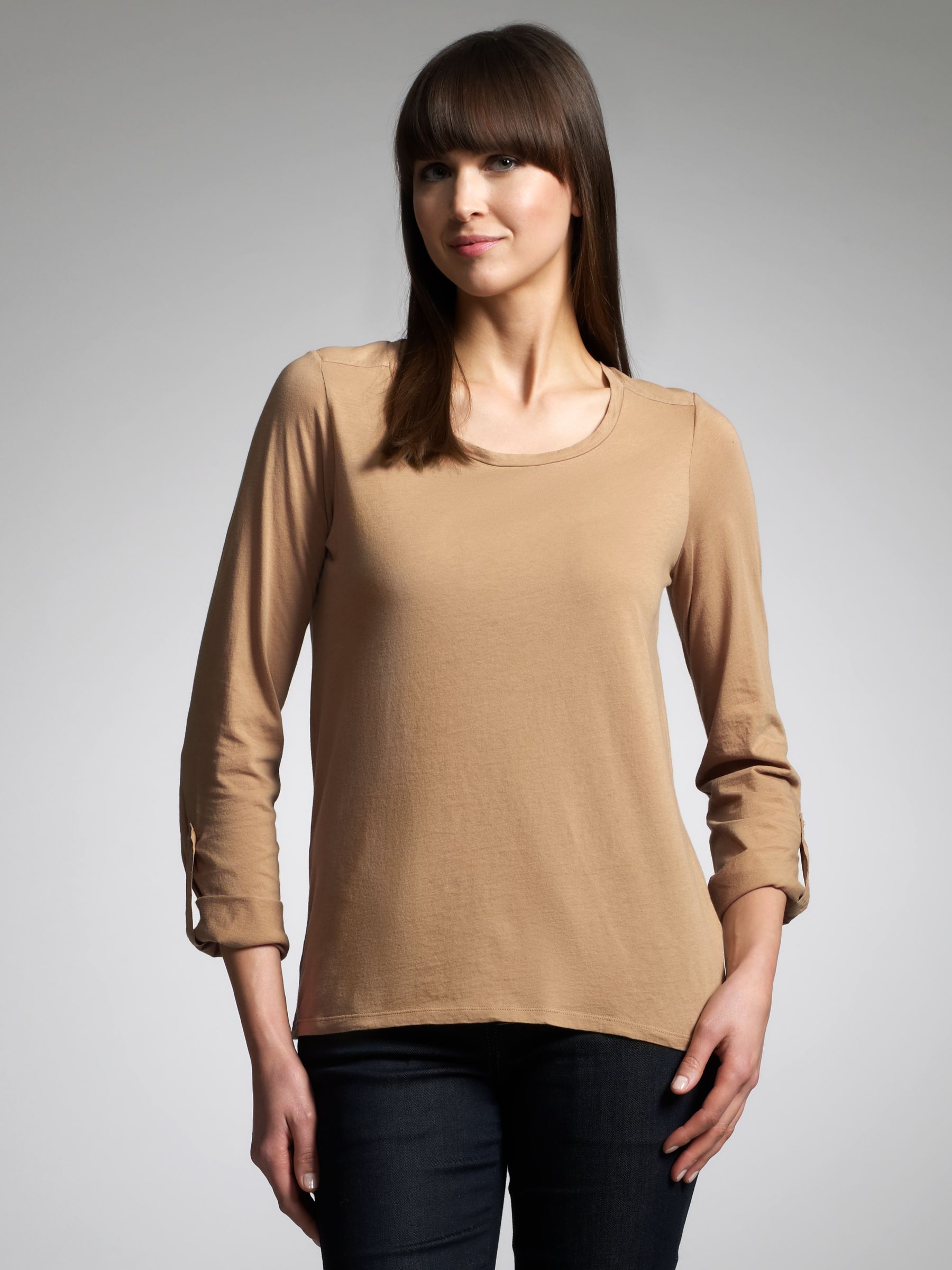 Long Sleeve Cotton Patch T-Shirt, Taupe
