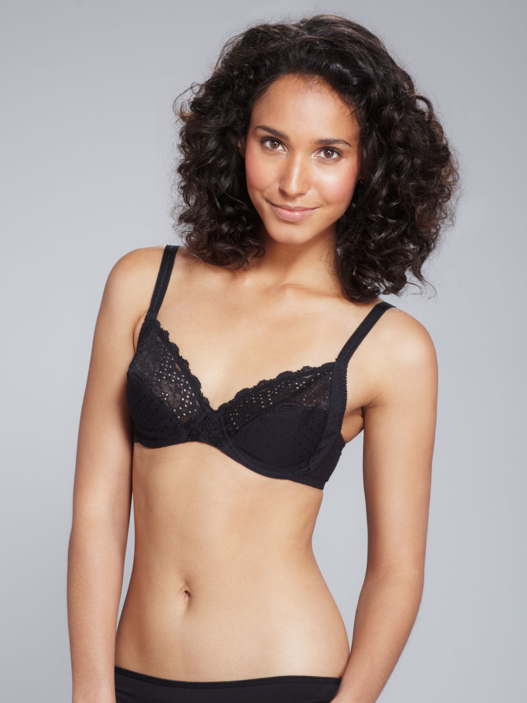 Playtex Embroidered Cotton Mix Underwired Bra Black