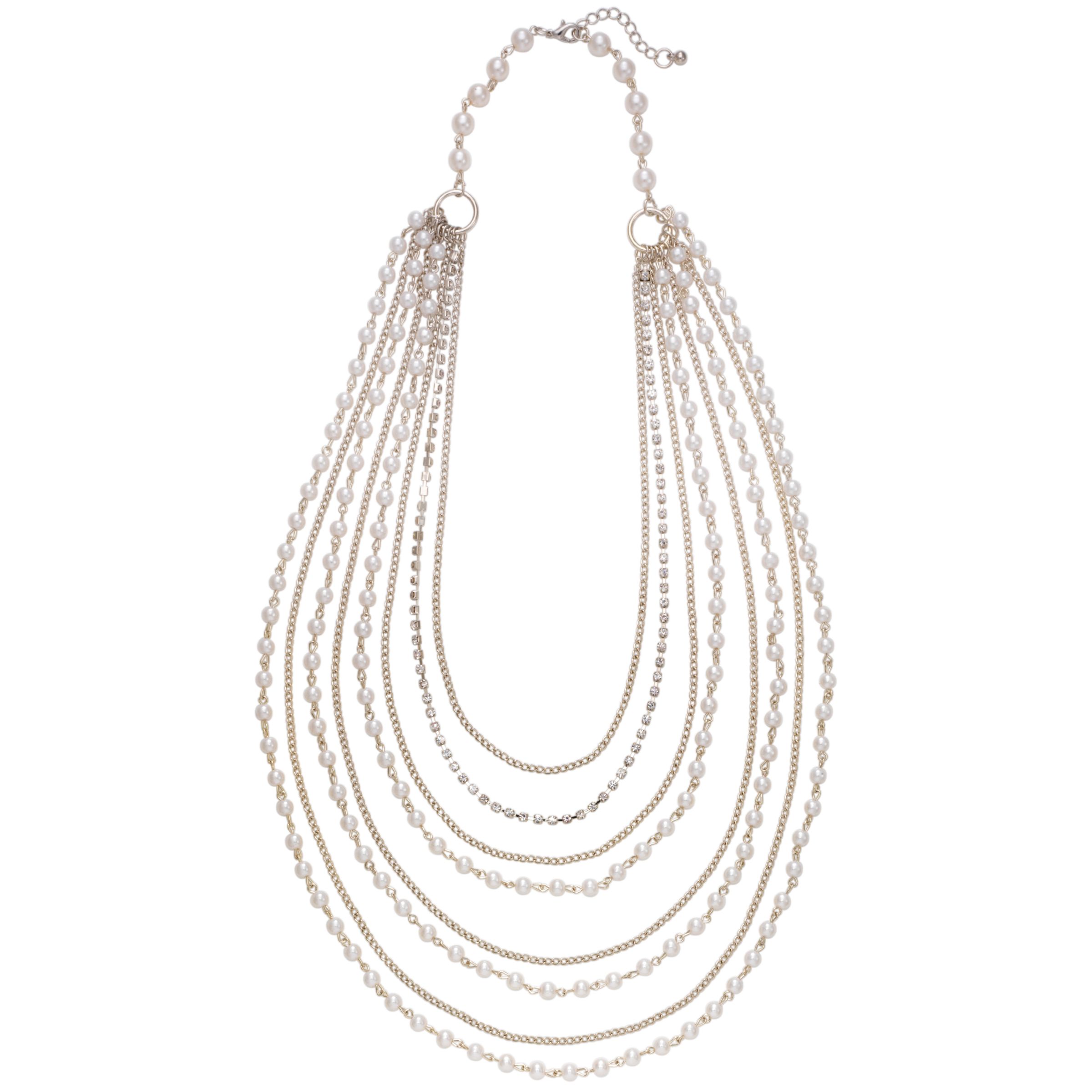 John Lewis Women Cream Pearl and Chain Multi Strand Necklace