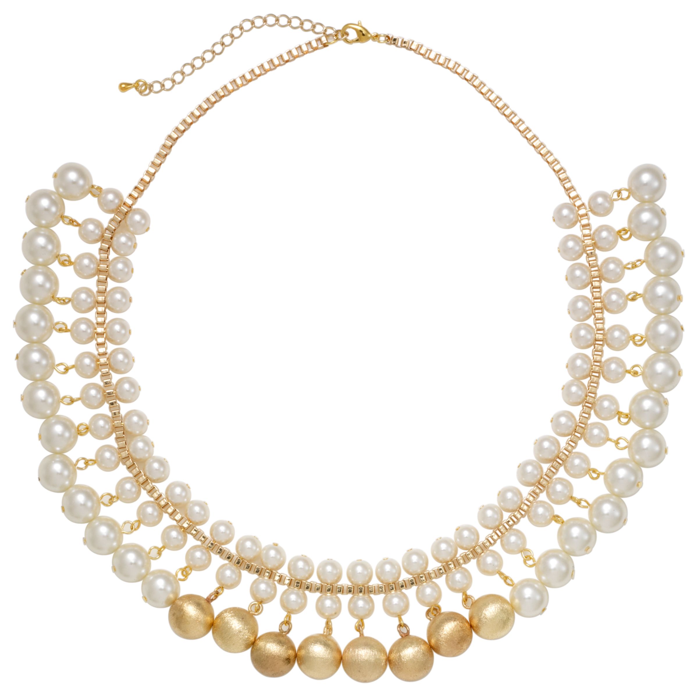 John Lewis Women Pearl and Brushed Metal Ball Necklace