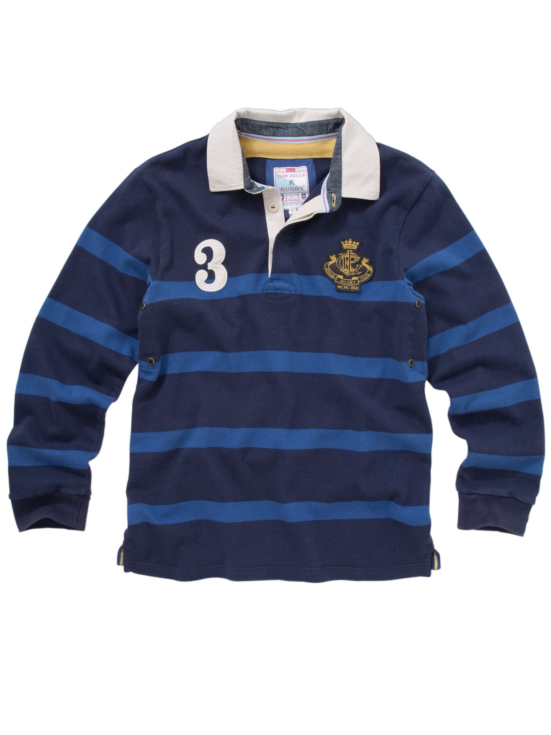 Joules Stamford Stripe Rugby Shirt, Aux Blue