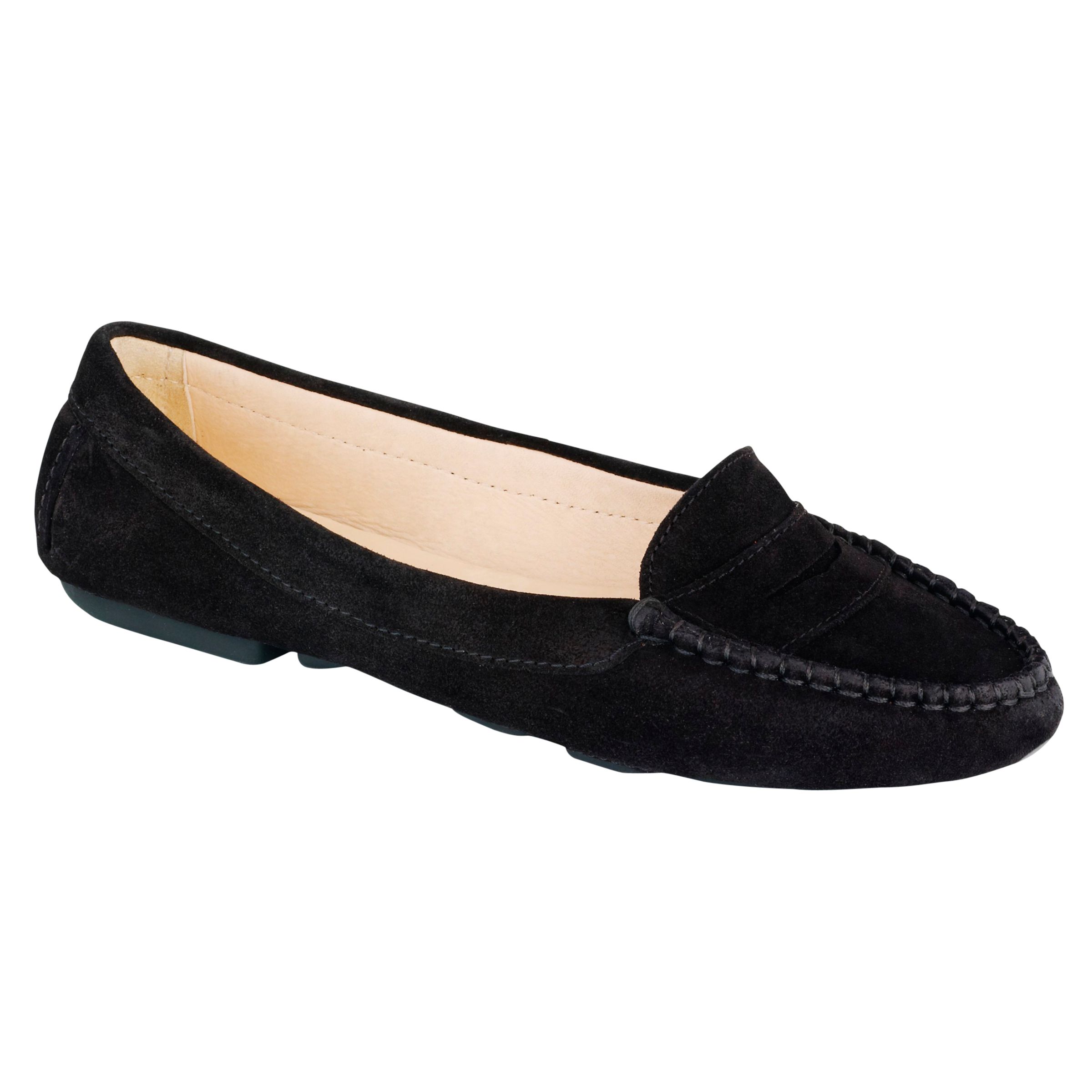 black suede loafers. Flat suede loafers from L.K.