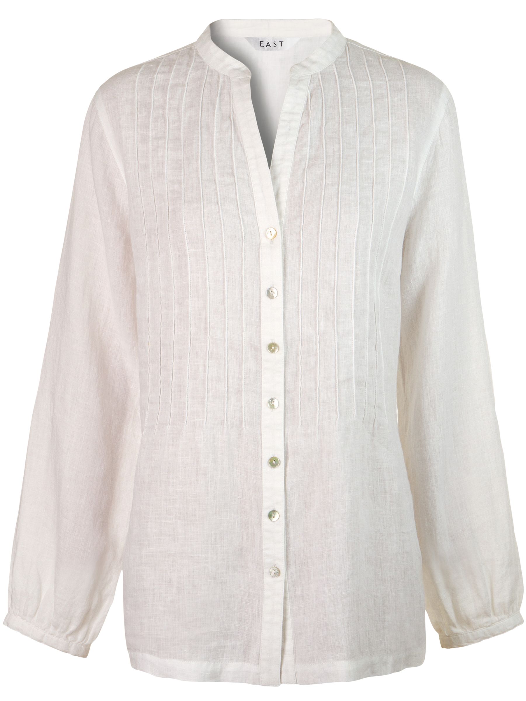 East Roma Linen New Pintuck Blouse, White