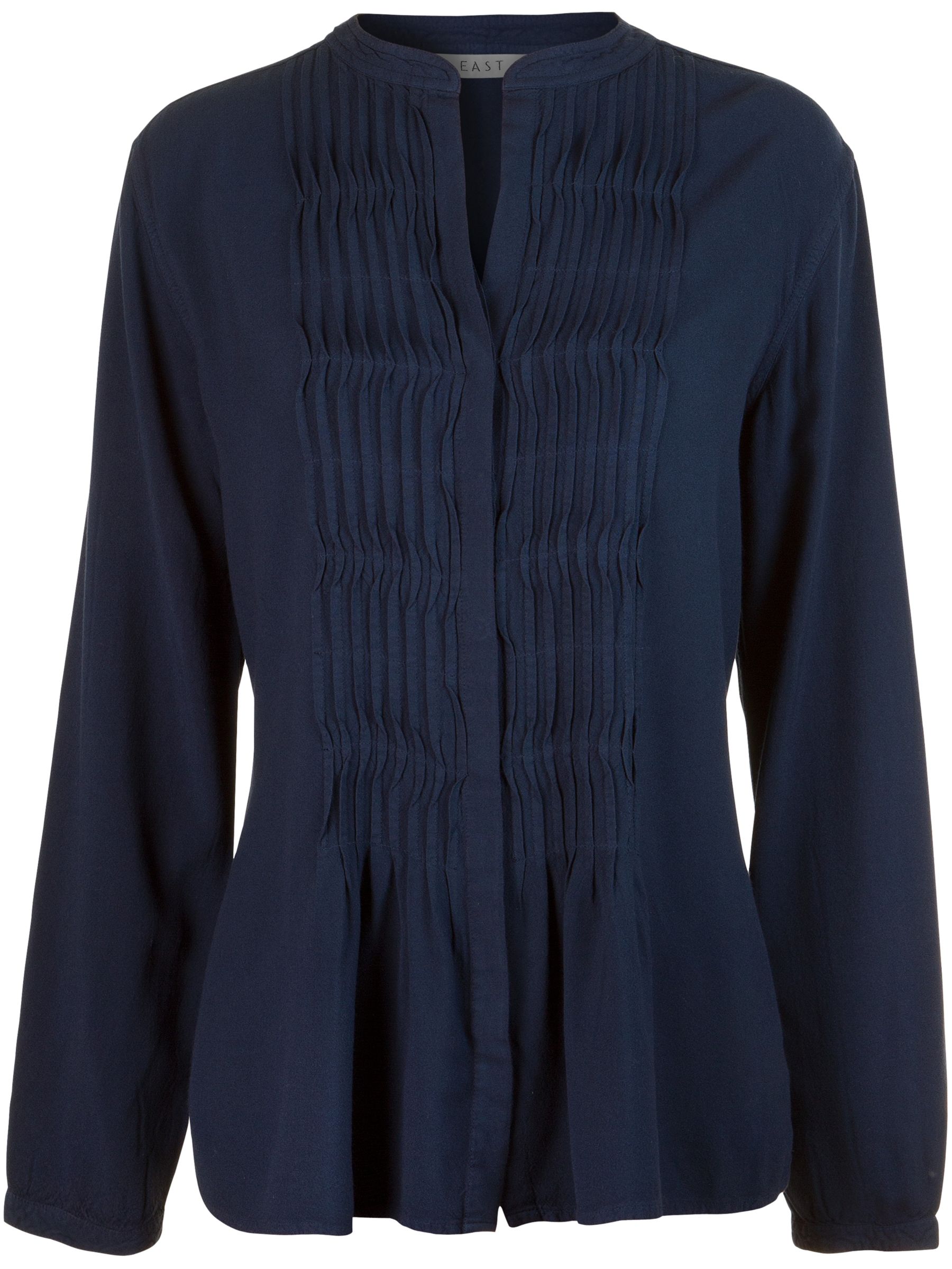 Roma Linen New Pintuck Blouse, Navy