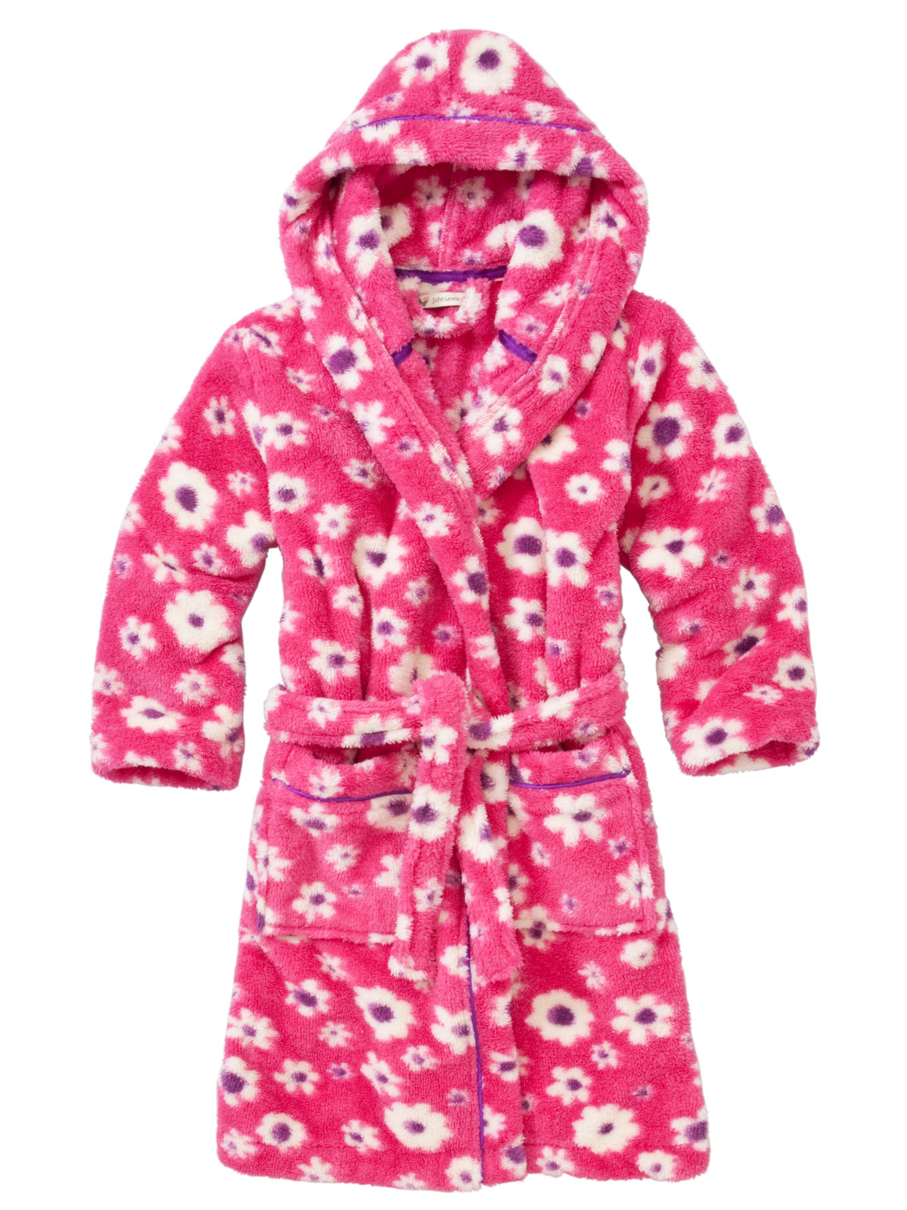 John Lewis Girl Flower Robe, Bright pink