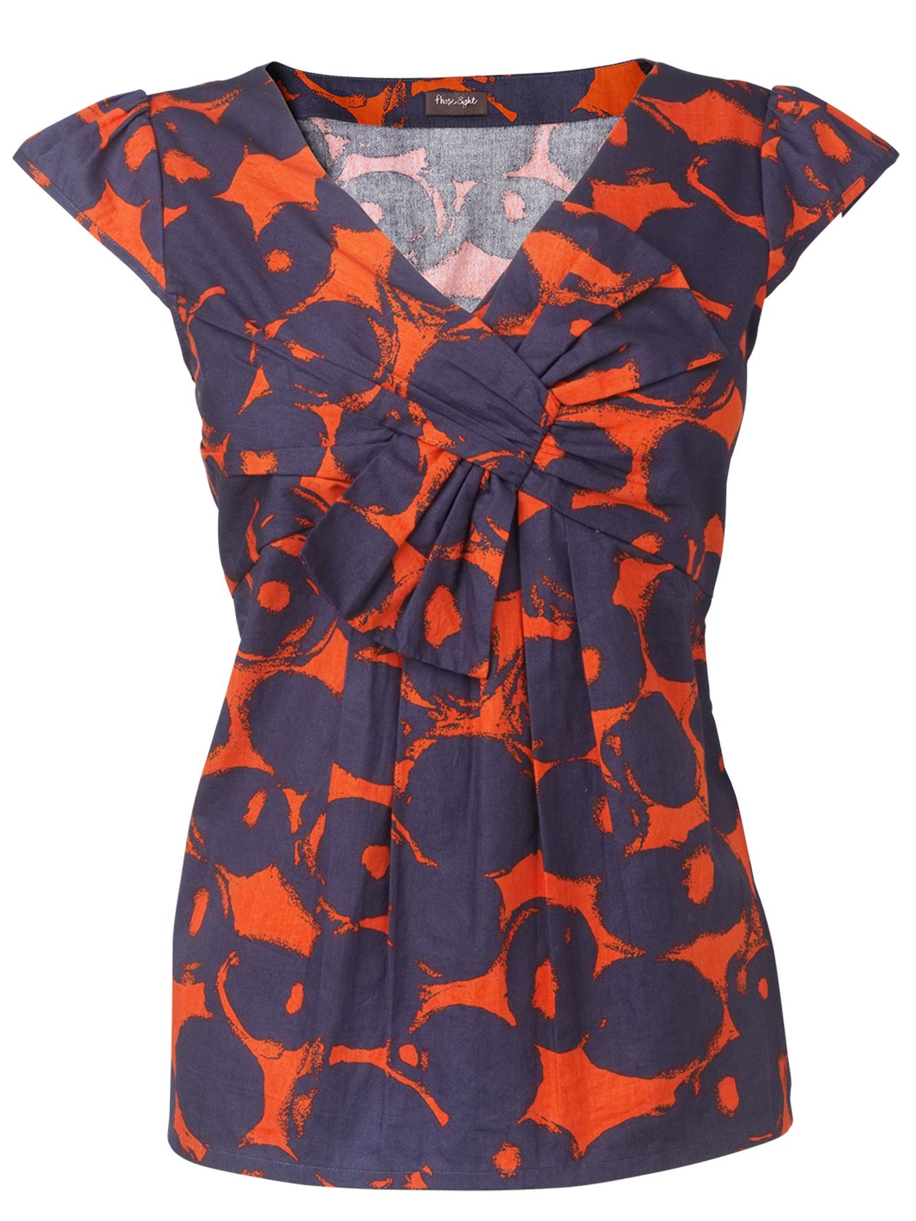 Phase Eight Mandarin Blouse, Navy/Papaya