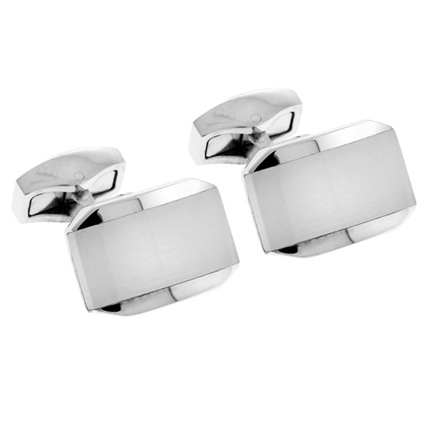 Tateossian Rectangle Cufflinks, White